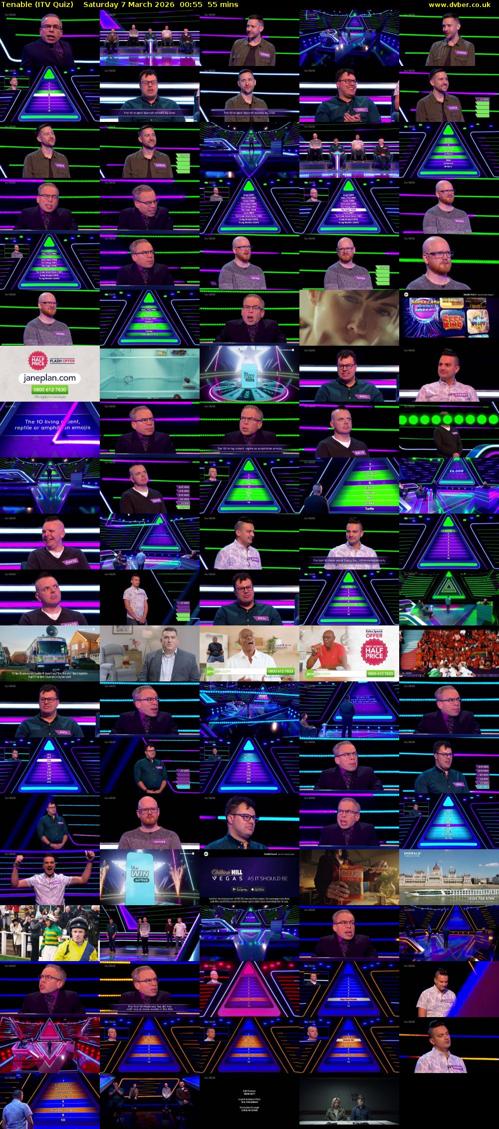 Tenable (ITV Quiz) Saturday 7 March 2026 00:55 - 01:50