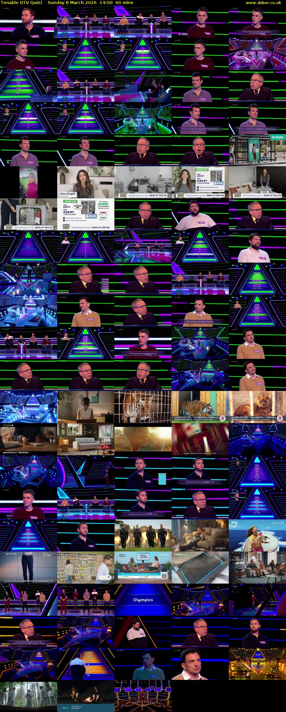 Tenable (ITV Quiz) Sunday 8 March 2026 14:00 - 15:00