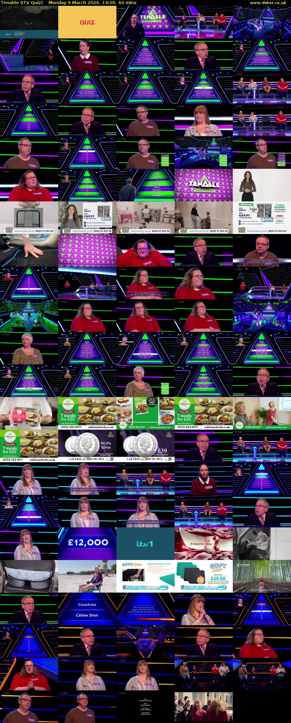 Tenable (ITV Quiz) Monday 9 March 2026 14:00 - 15:00