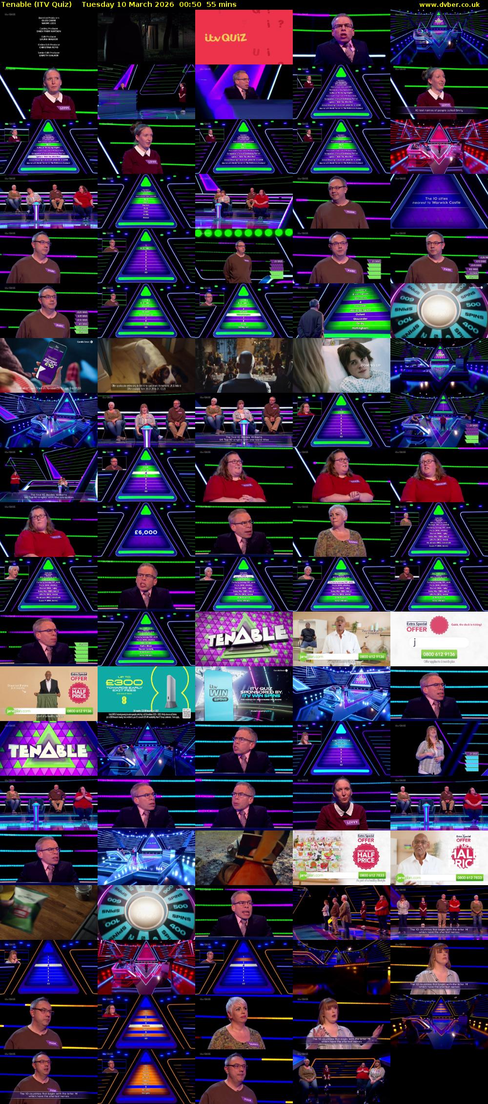 Tenable (ITV Quiz) Tuesday 10 March 2026 00:50 - 01:45