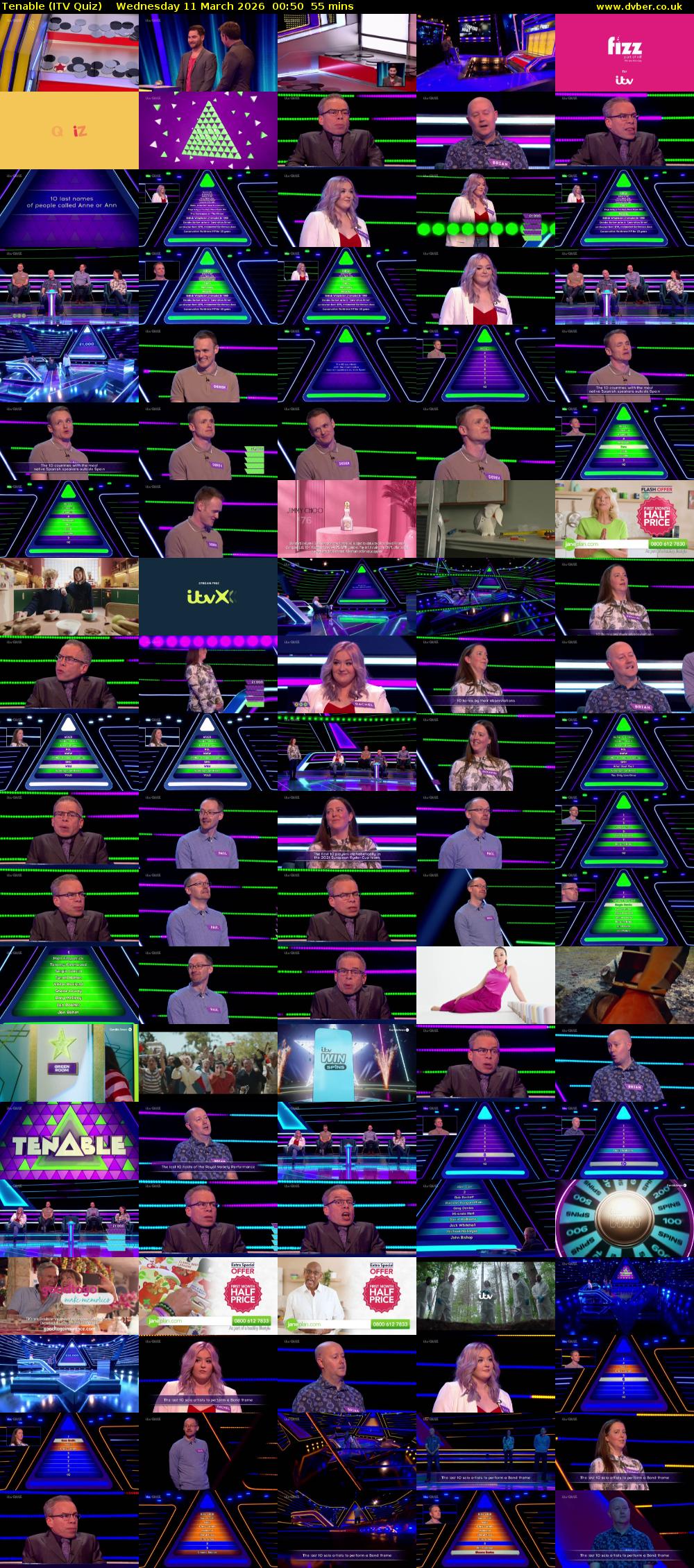 Tenable (ITV Quiz) Wednesday 11 March 2026 00:50 - 01:45