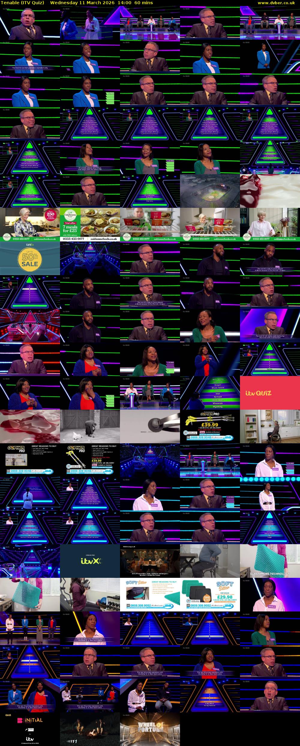 Tenable (ITV Quiz) Wednesday 11 March 2026 14:00 - 15:00