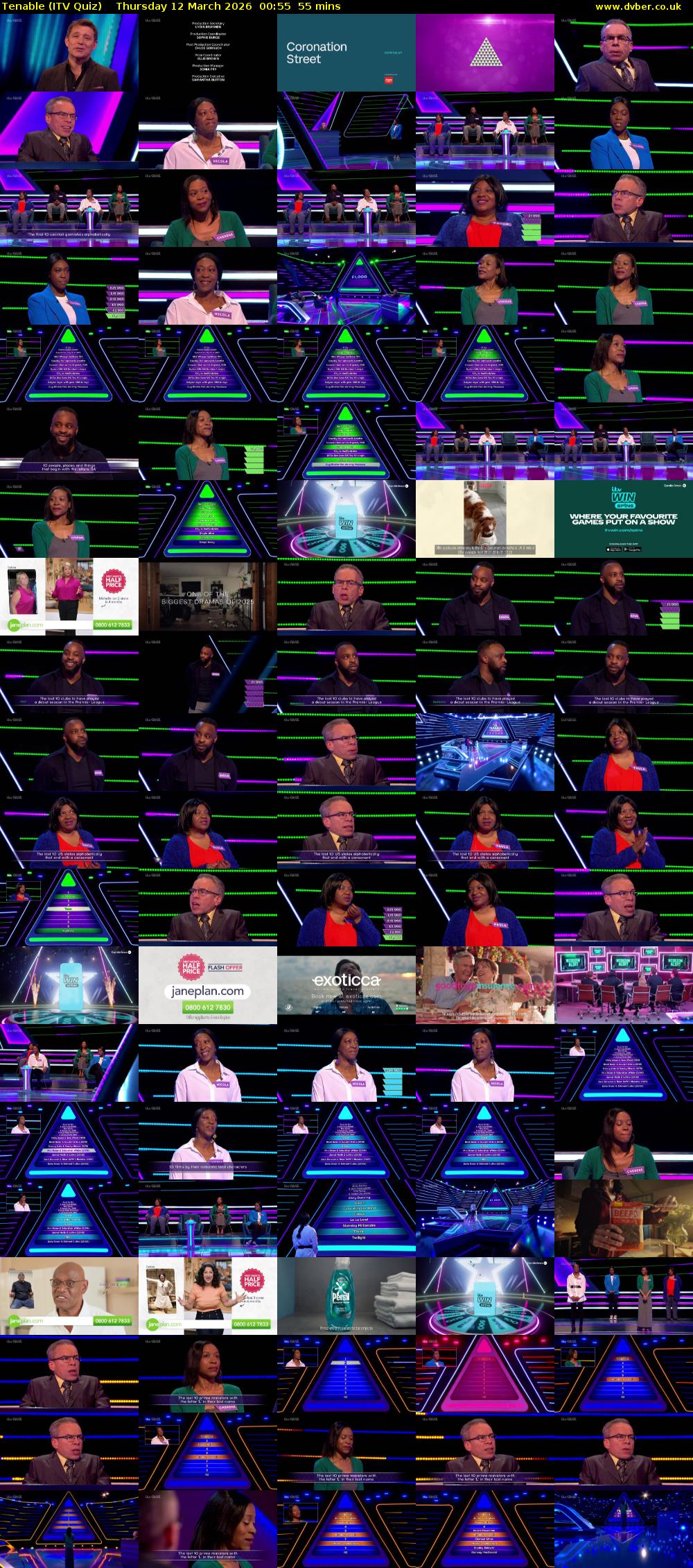 Tenable (ITV Quiz) Thursday 12 March 2026 00:55 - 01:50