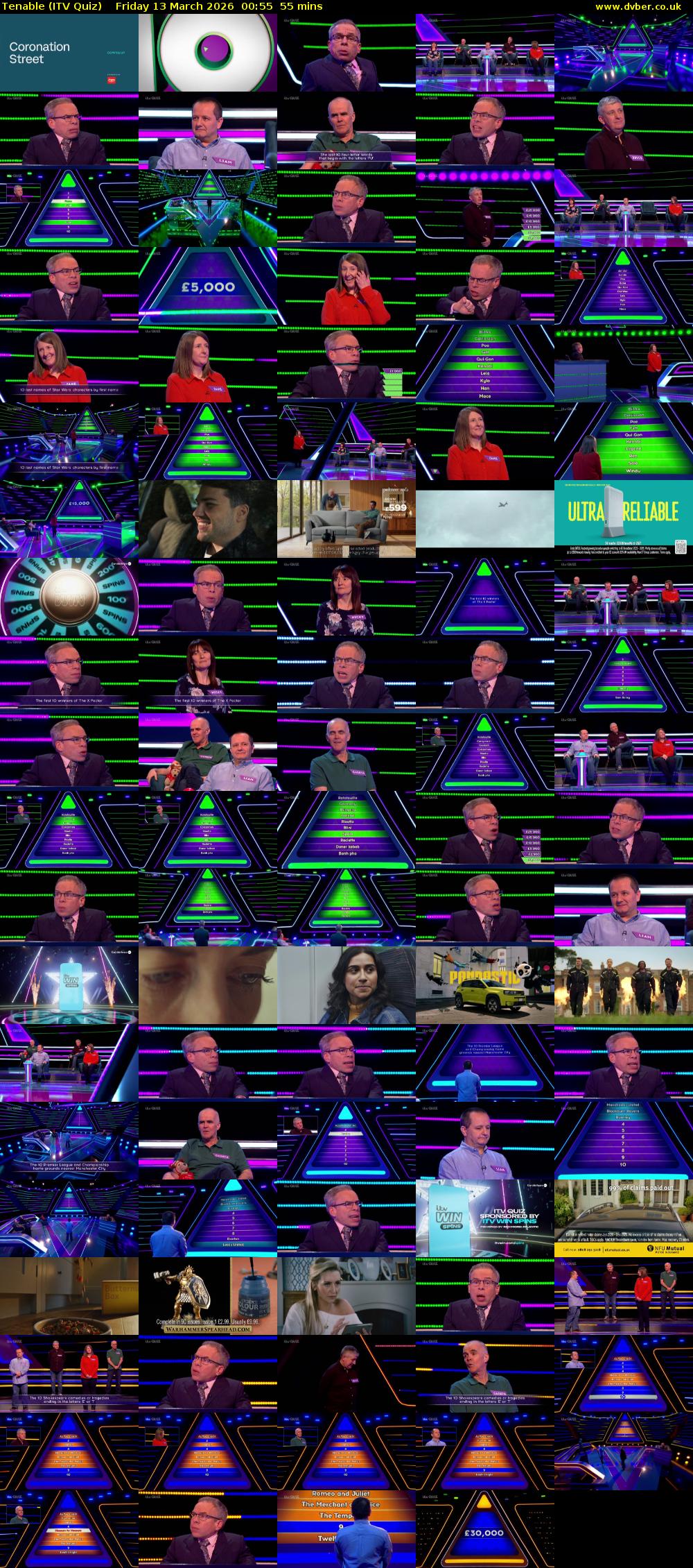 Tenable (ITV Quiz) Friday 13 March 2026 00:55 - 01:50