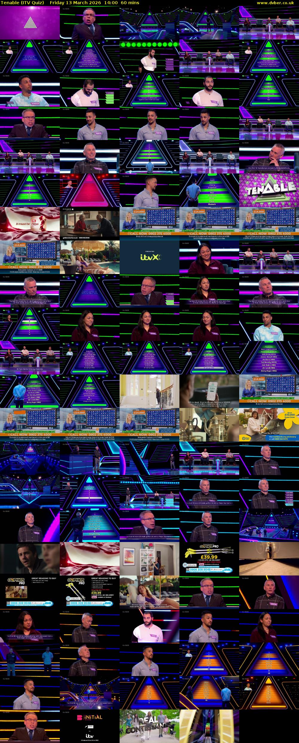 Tenable (ITV Quiz) Friday 13 March 2026 14:00 - 15:00
