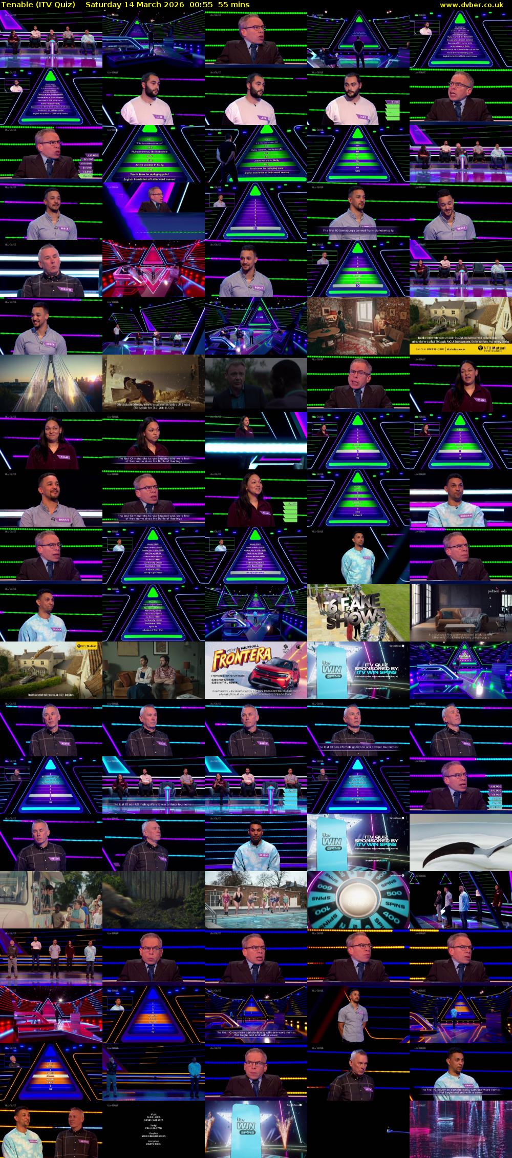 Tenable (ITV Quiz) Saturday 14 March 2026 00:55 - 01:50