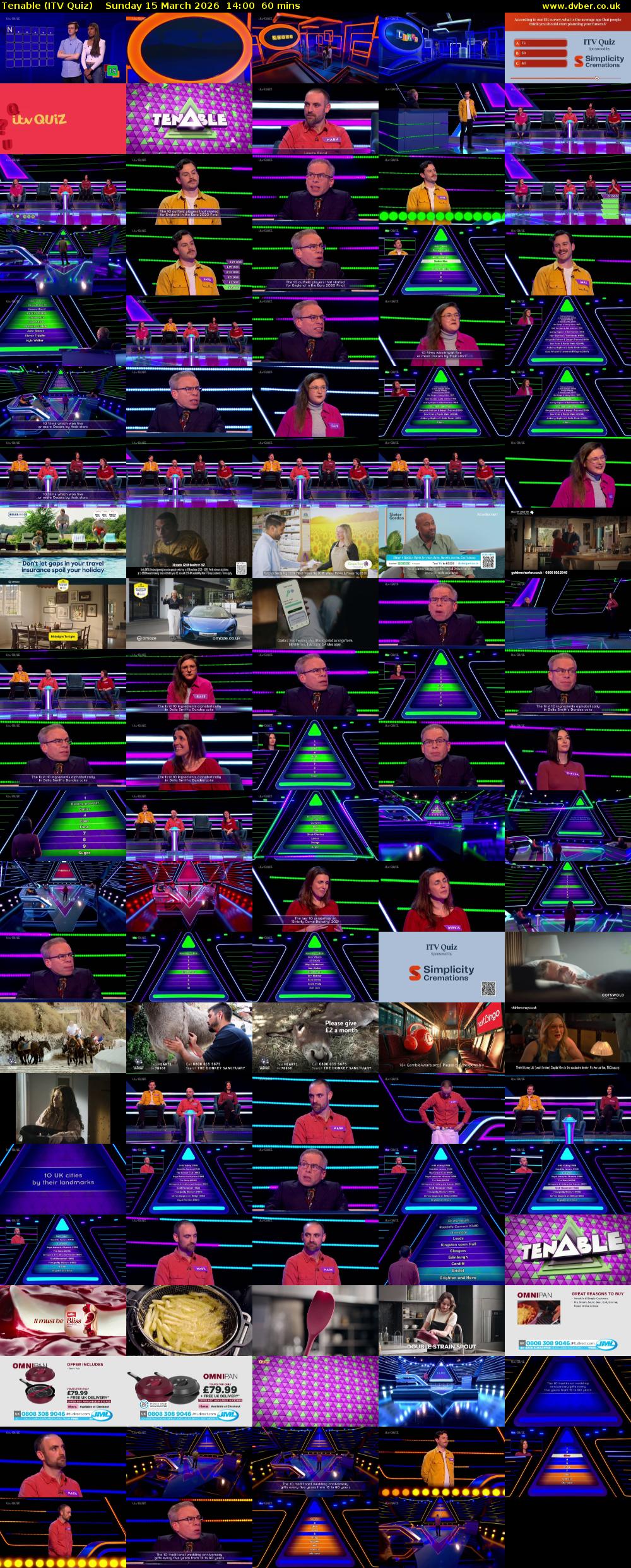 Tenable (ITV Quiz) Sunday 15 March 2026 14:00 - 15:00