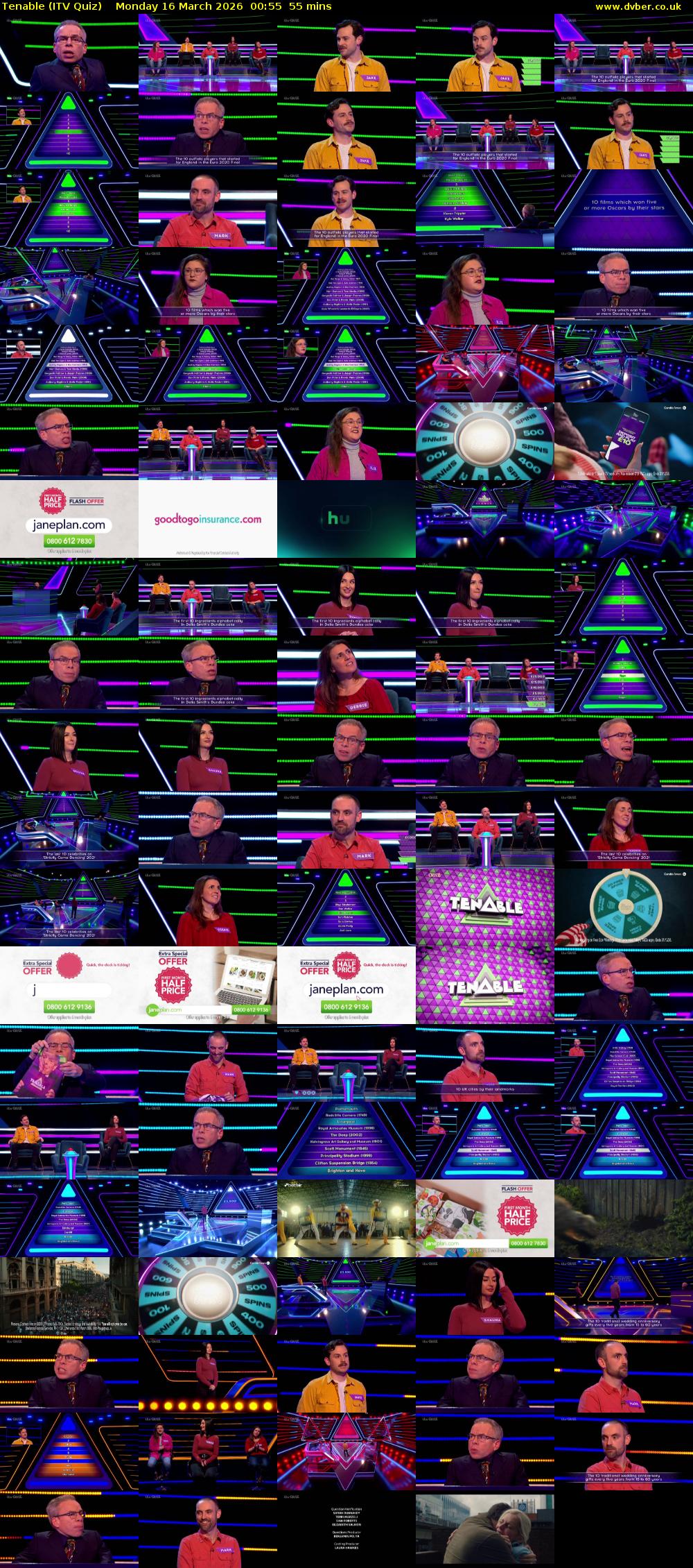 Tenable (ITV Quiz) Monday 16 March 2026 00:55 - 01:50
