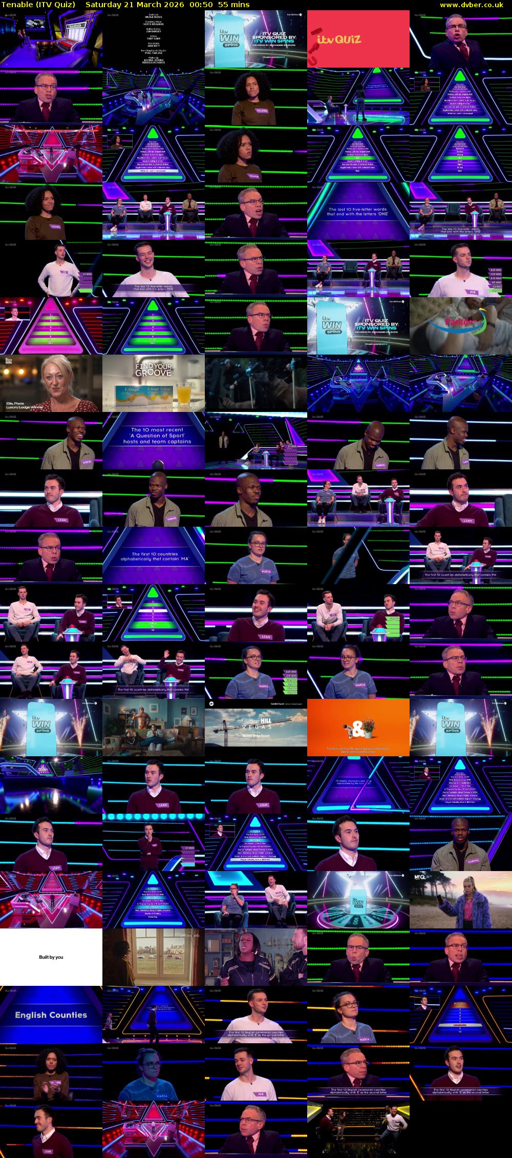 Tenable (ITV Quiz) Saturday 21 March 2026 00:50 - 01:45