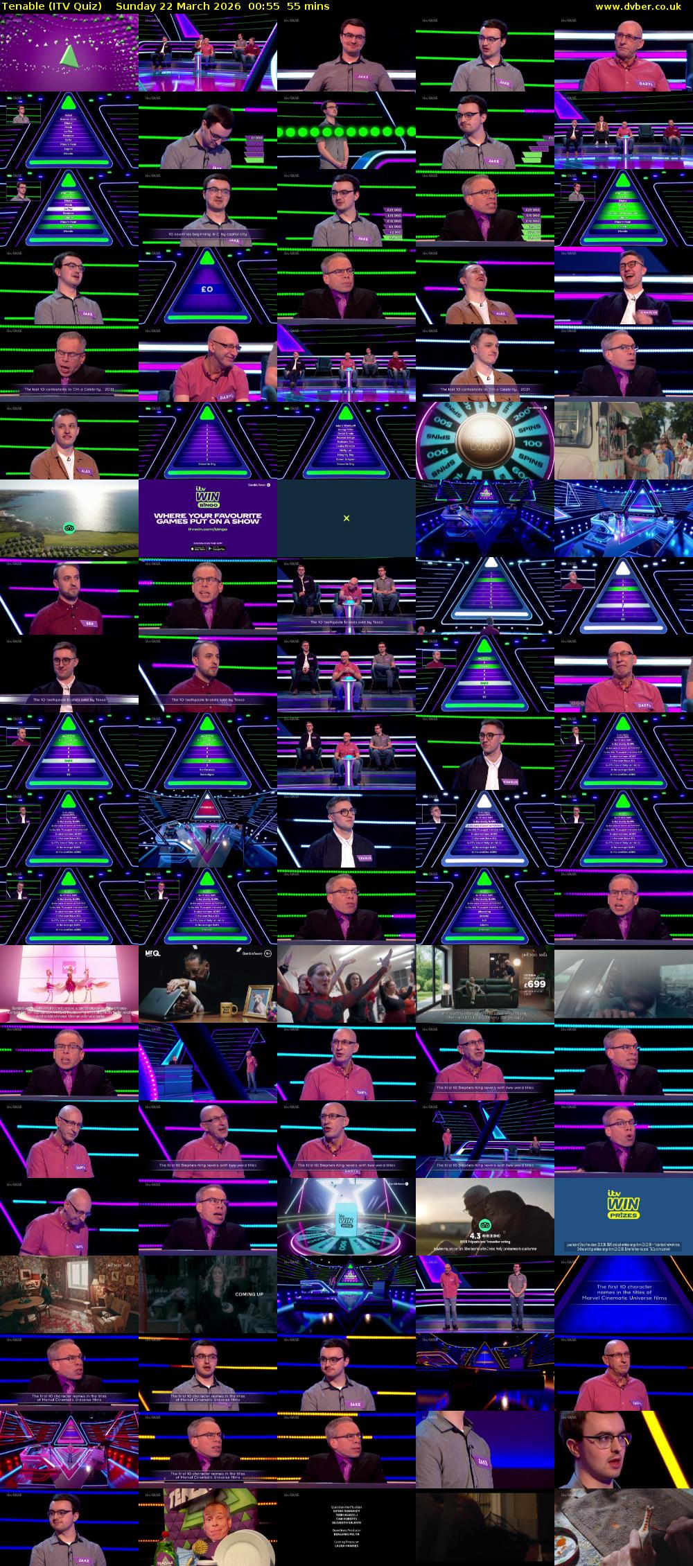 Tenable (ITV Quiz) Sunday 22 March 2026 00:55 - 01:50