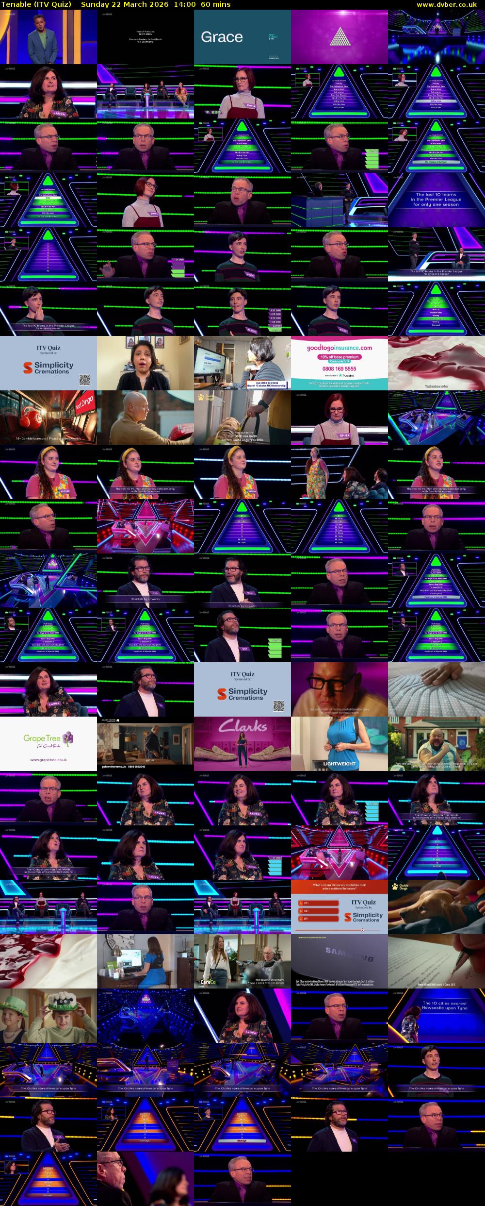 Tenable (ITV Quiz) Sunday 22 March 2026 14:00 - 15:00