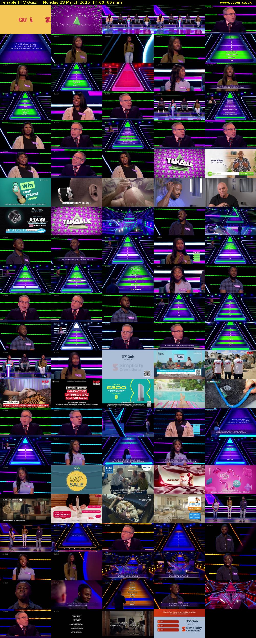 Tenable (ITV Quiz) Monday 23 March 2026 14:00 - 15:00