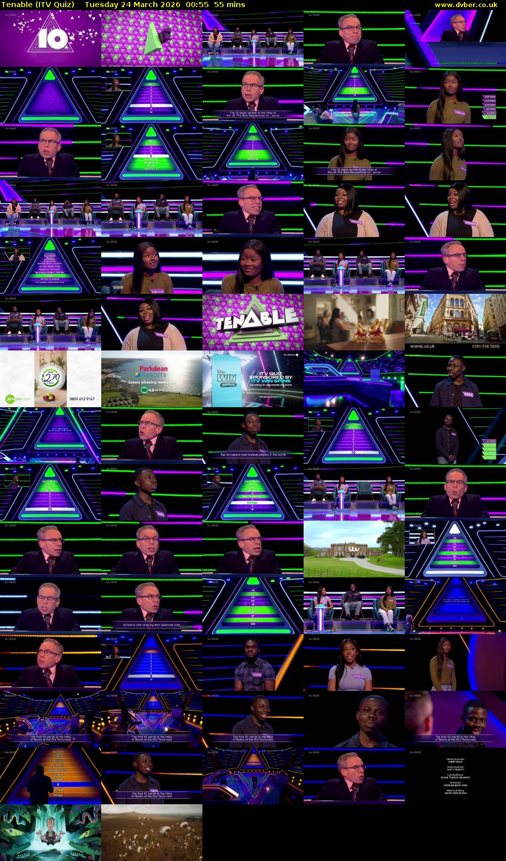 Tenable (ITV Quiz) Tuesday 24 March 2026 00:55 - 01:50