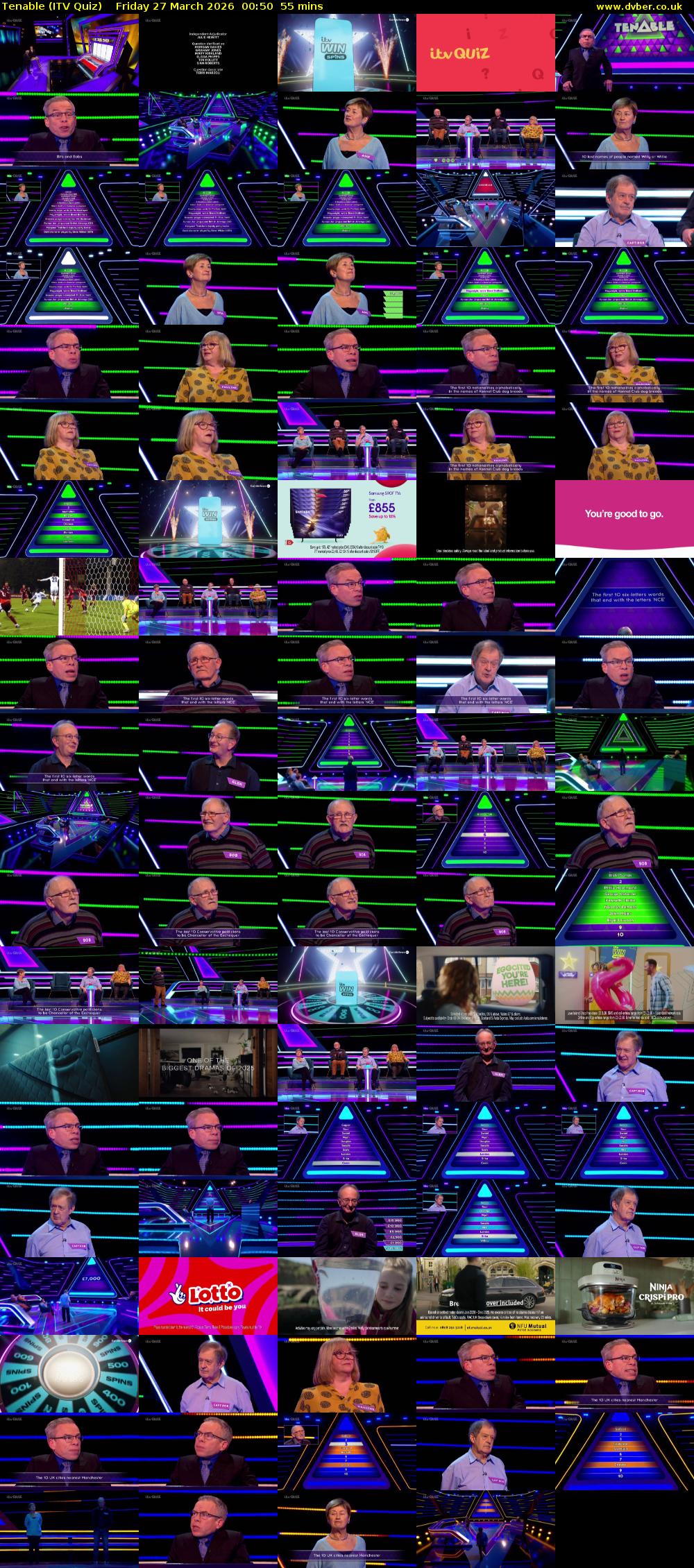 Tenable (ITV Quiz) Friday 27 March 2026 00:50 - 01:45
