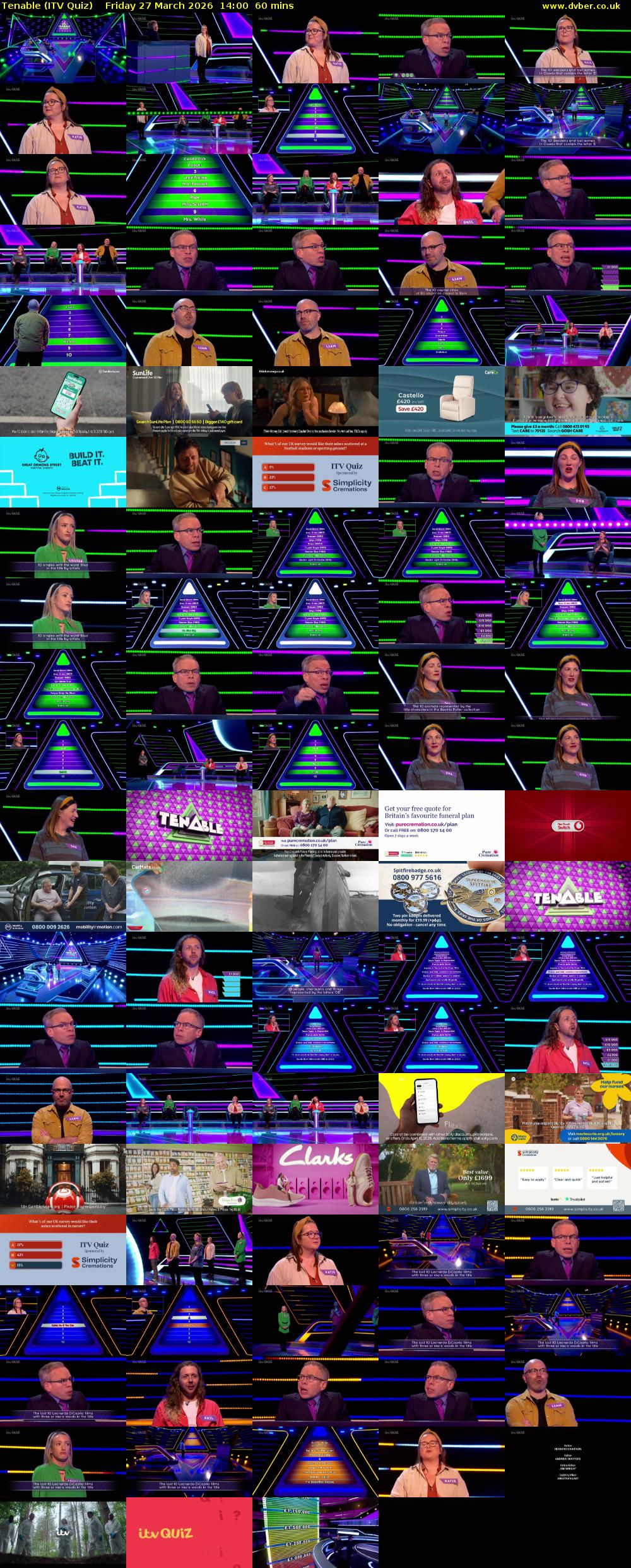 Tenable (ITV Quiz) Friday 27 March 2026 14:00 - 15:00
