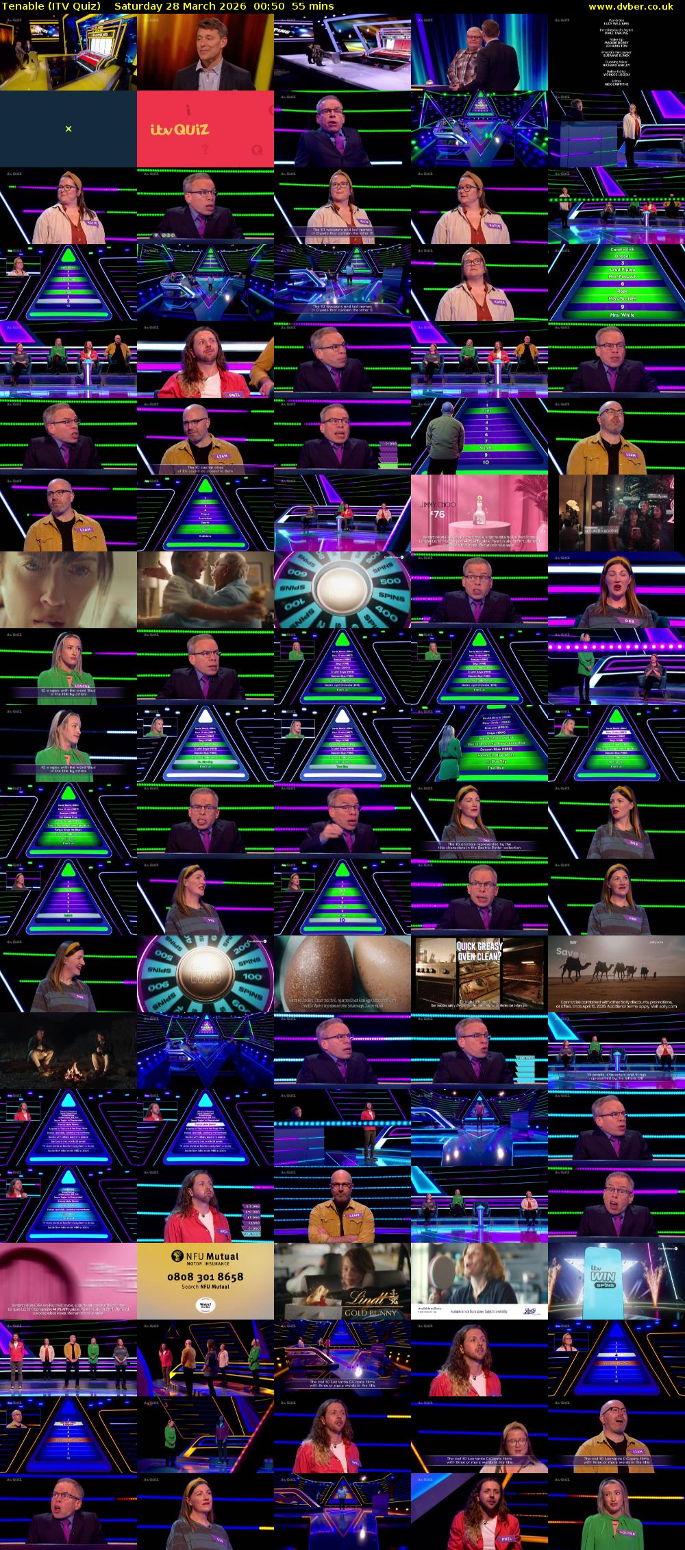 Tenable (ITV Quiz) Saturday 28 March 2026 00:50 - 01:45