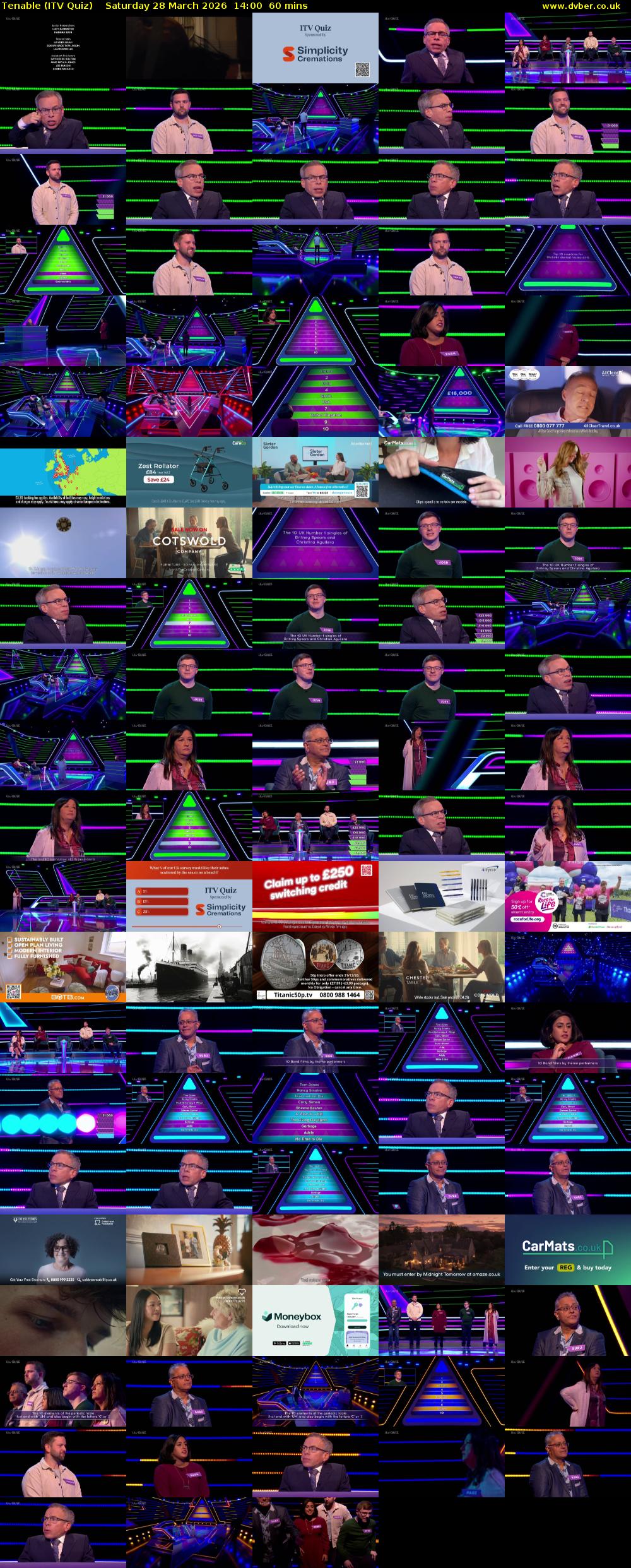 Tenable (ITV Quiz) Saturday 28 March 2026 14:00 - 15:00