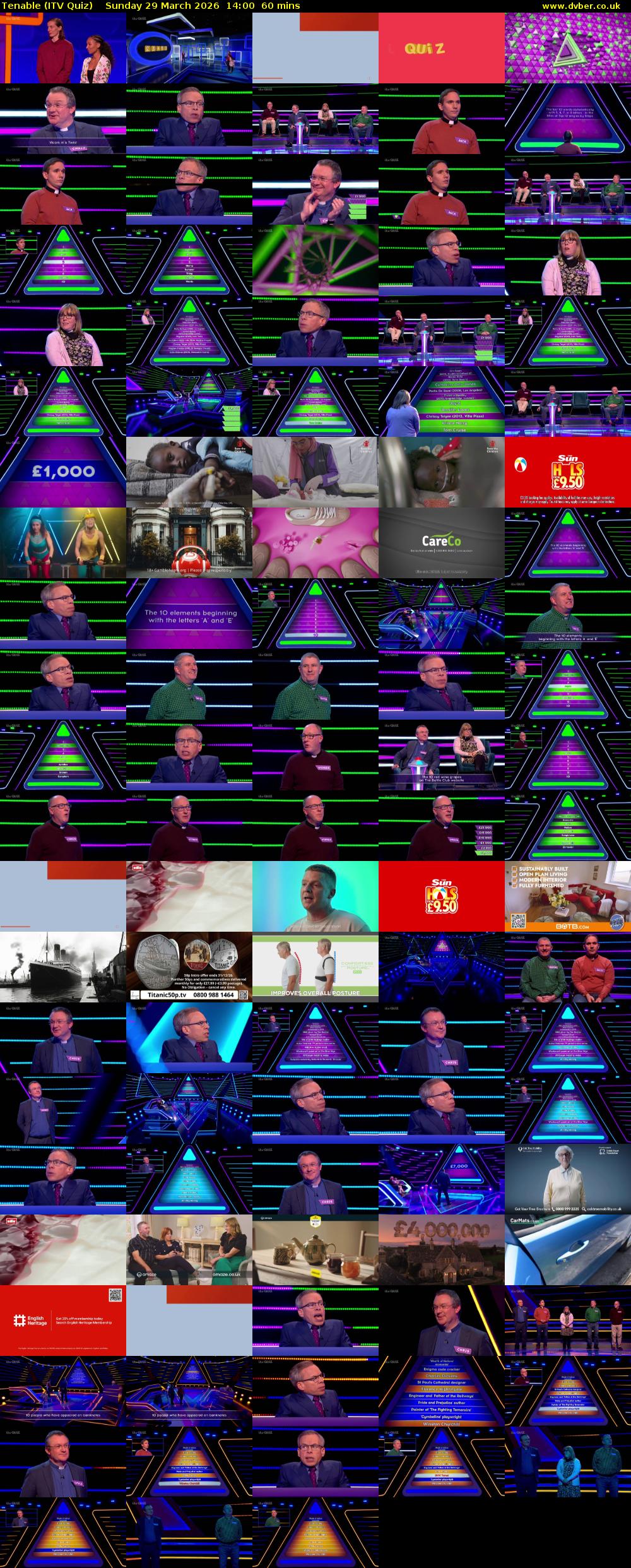 Tenable (ITV Quiz) Sunday 29 March 2026 14:00 - 15:00