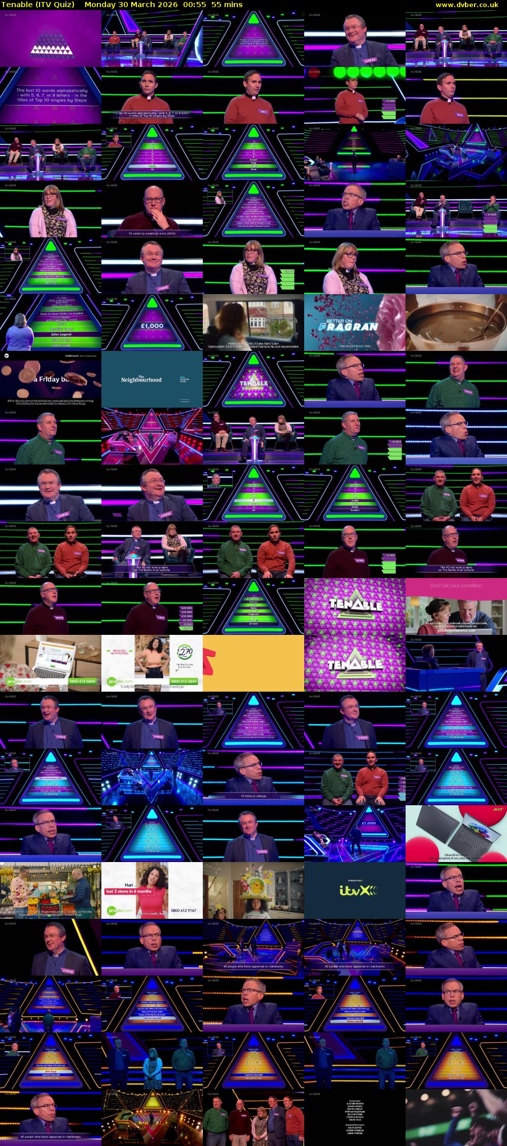 Tenable (ITV Quiz) Monday 30 March 2026 00:55 - 01:50