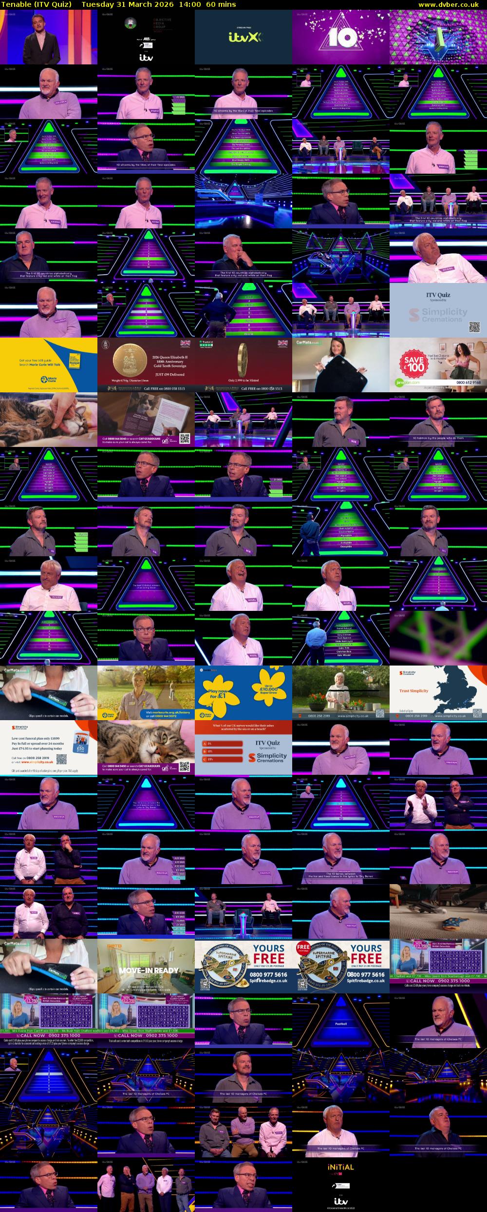 Tenable (ITV Quiz) Tuesday 31 March 2026 14:00 - 15:00