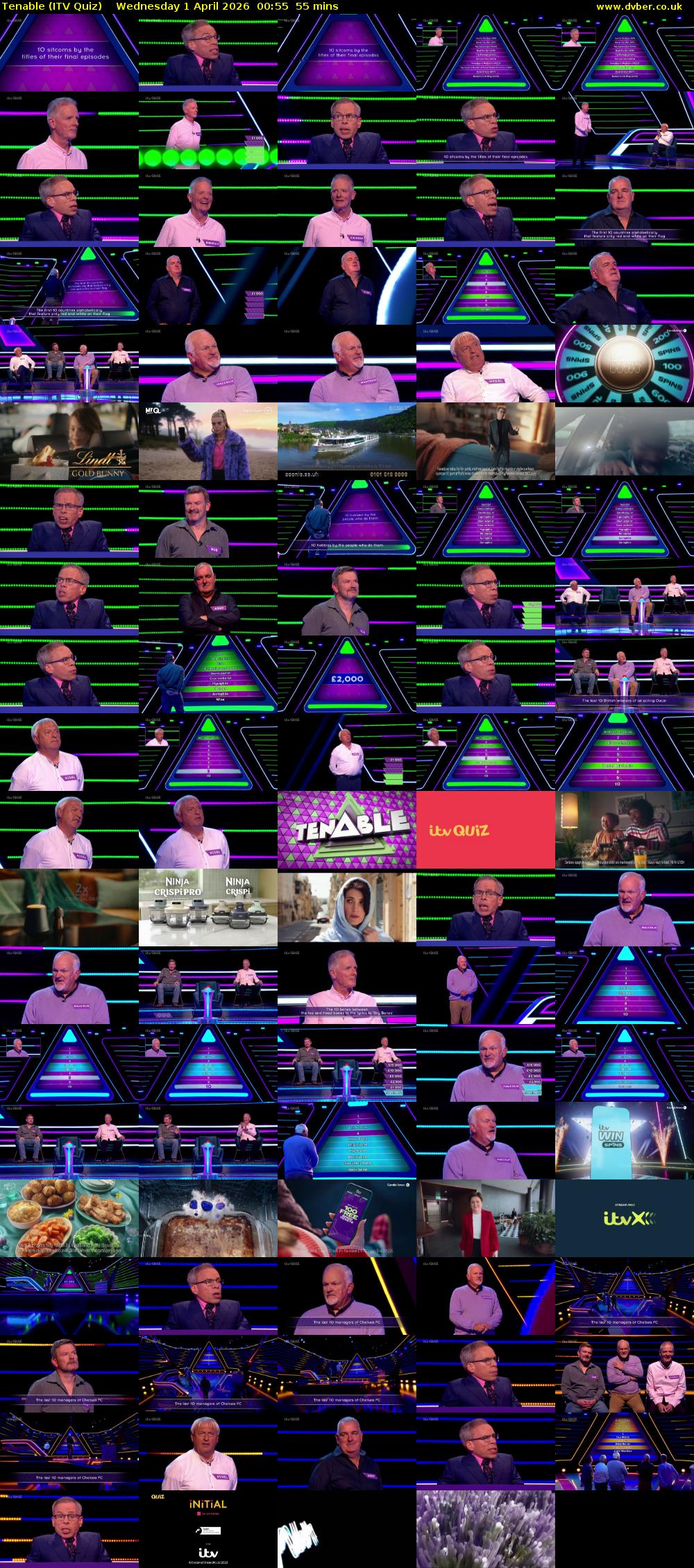 Tenable (ITV Quiz) Wednesday 1 April 2026 00:55 - 01:50