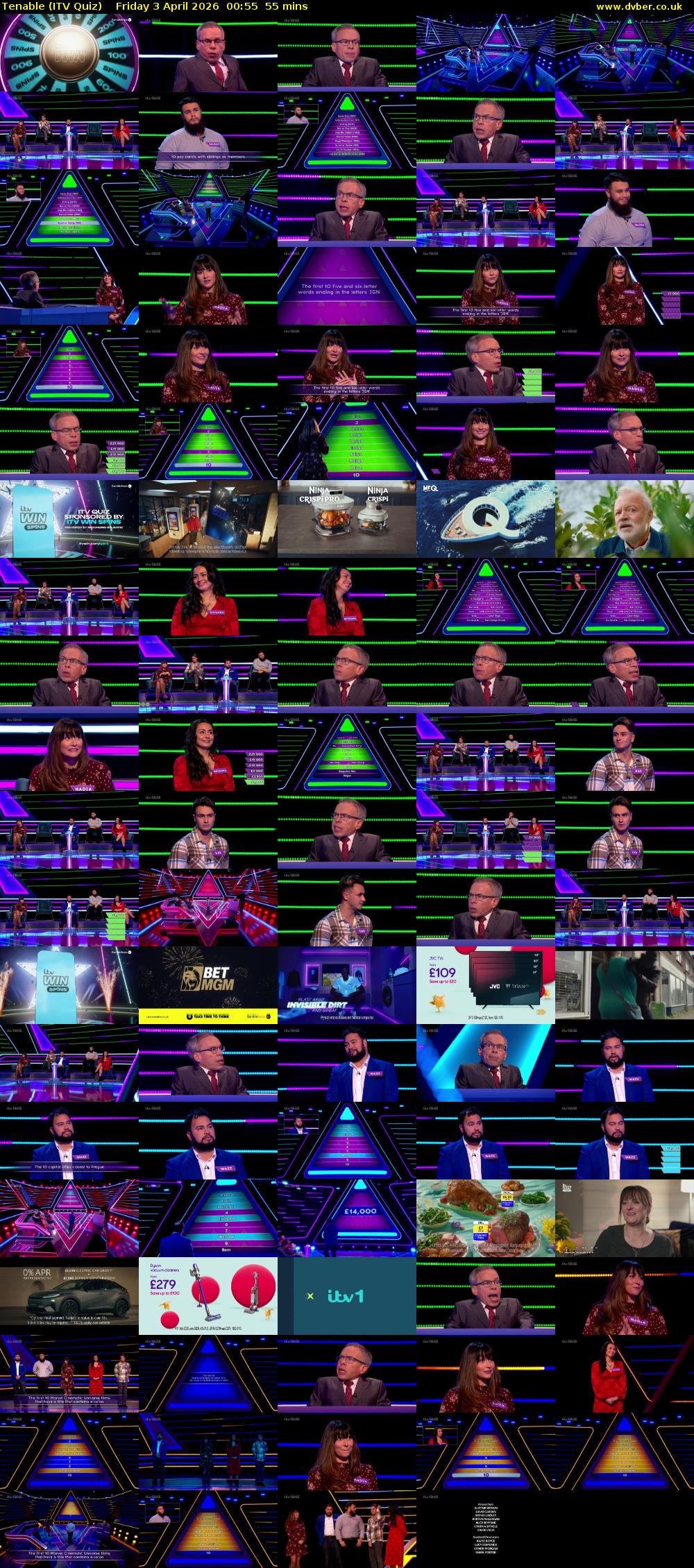 Tenable (ITV Quiz) Friday 3 April 2026 00:55 - 01:50