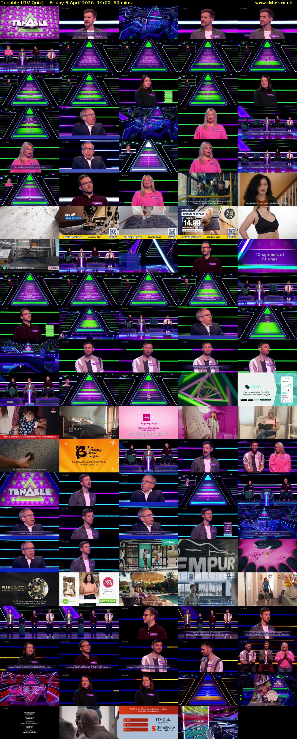 Tenable (ITV Quiz) Friday 3 April 2026 14:00 - 15:00