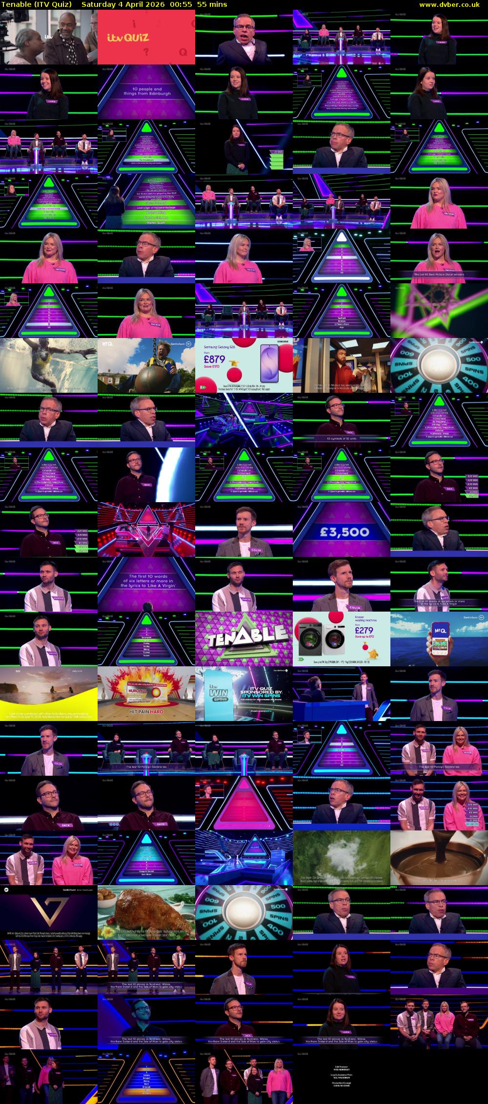 Tenable (ITV Quiz) Saturday 4 April 2026 00:55 - 01:50