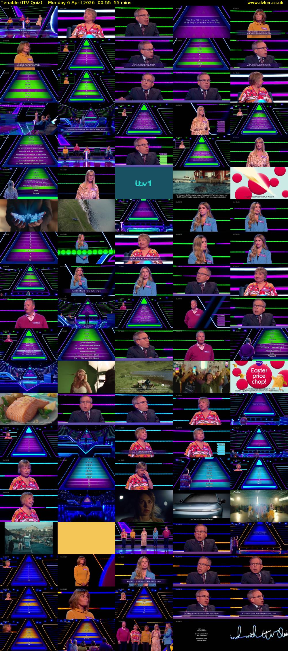 Tenable (ITV Quiz) Monday 6 April 2026 00:55 - 01:50