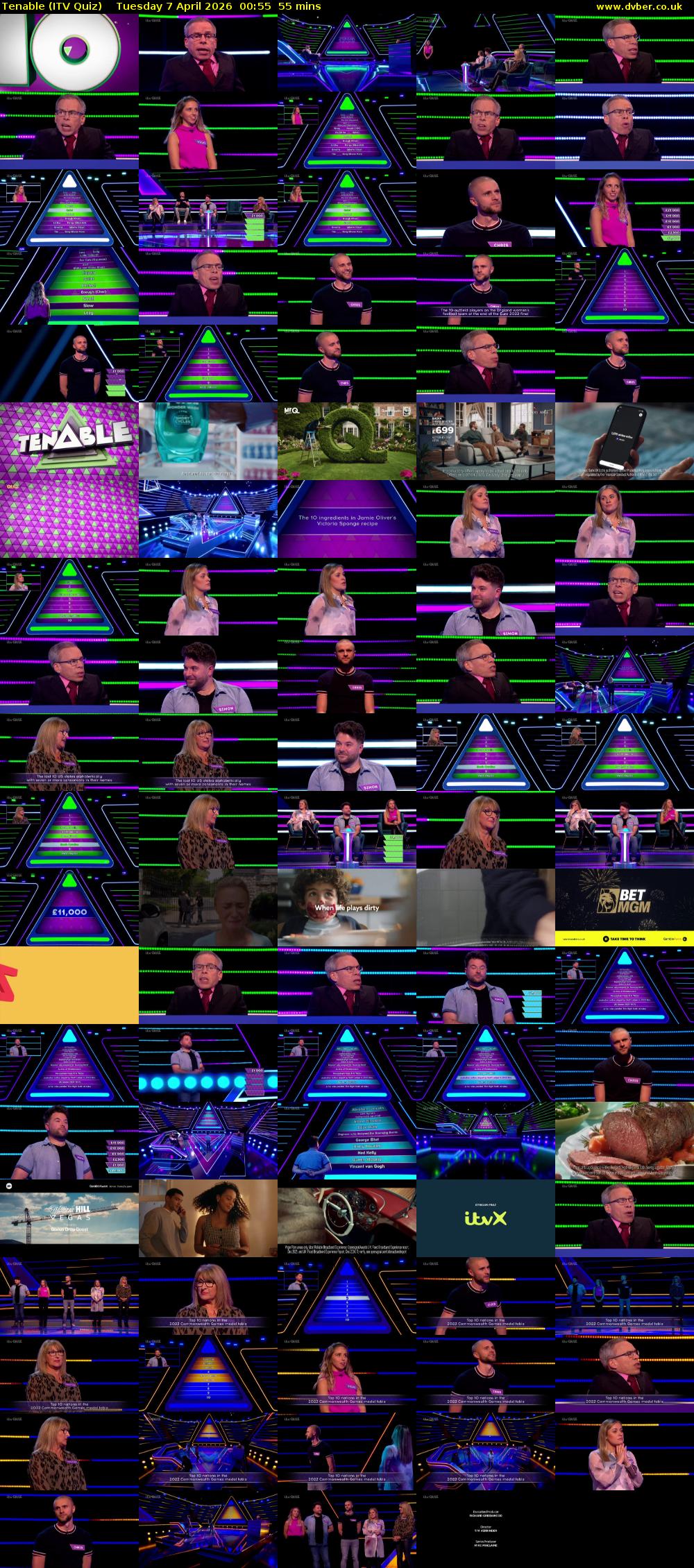 Tenable (ITV Quiz) Tuesday 7 April 2026 00:55 - 01:50