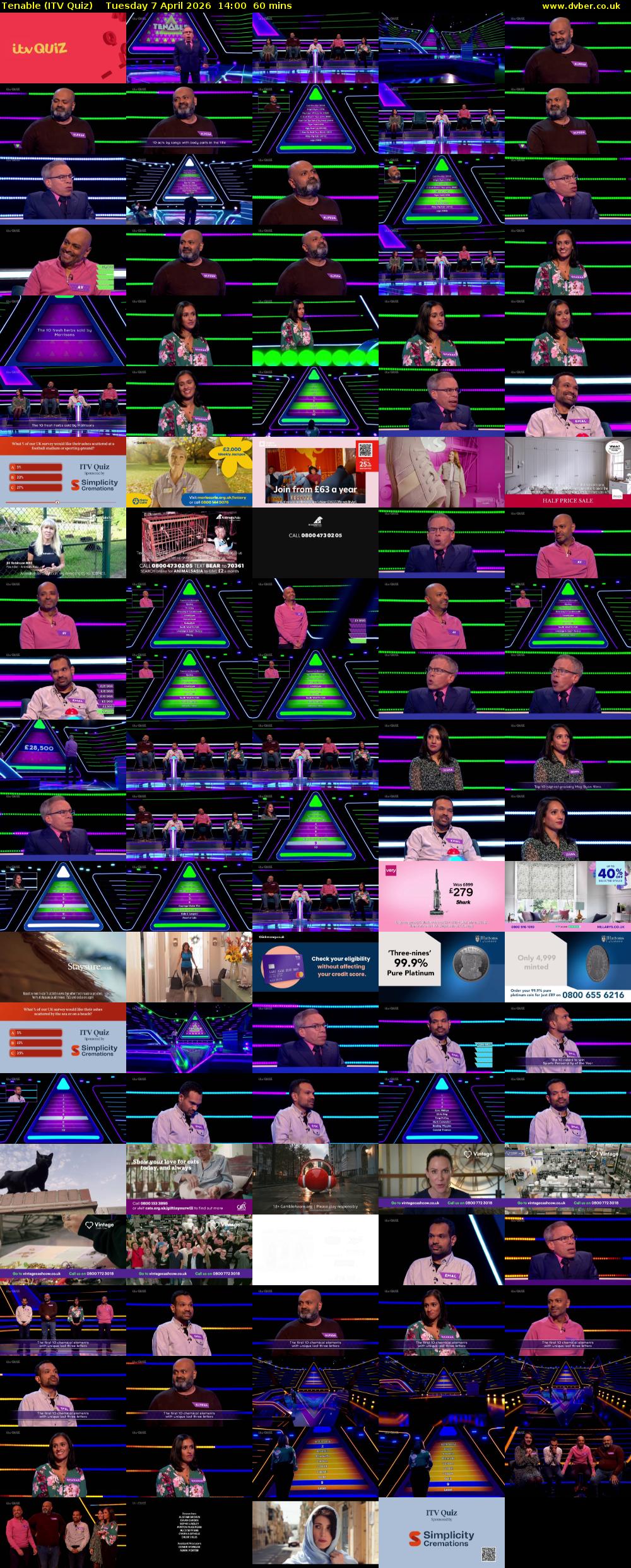 Tenable (ITV Quiz) Tuesday 7 April 2026 14:00 - 15:00