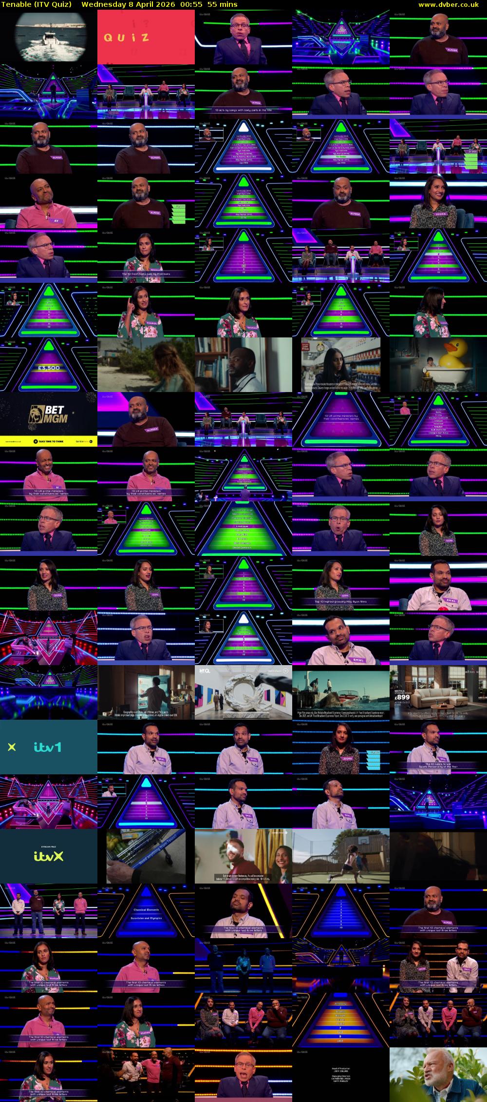 Tenable (ITV Quiz) Wednesday 8 April 2026 00:55 - 01:50