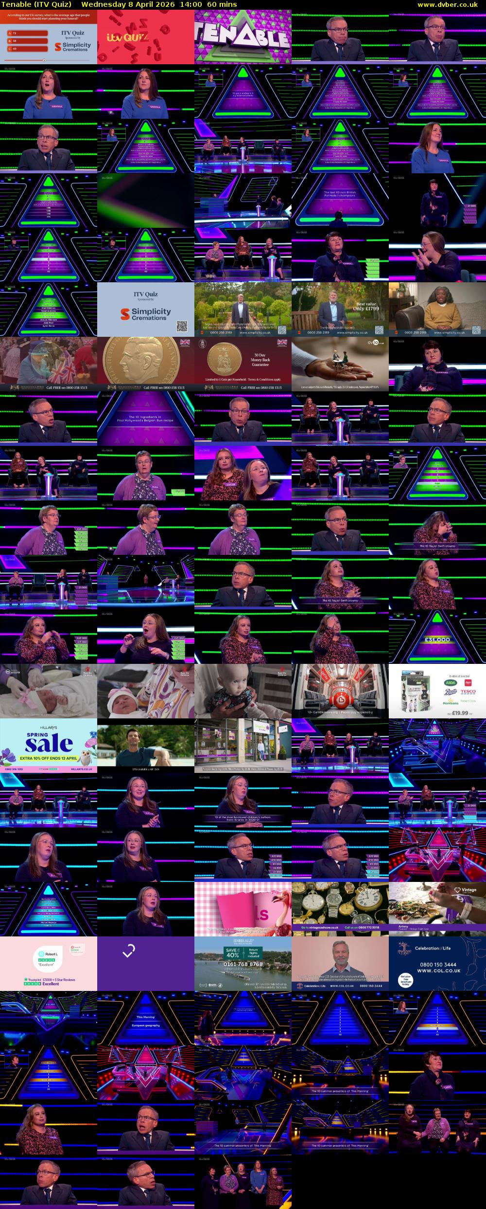 Tenable (ITV Quiz) Wednesday 8 April 2026 14:00 - 15:00