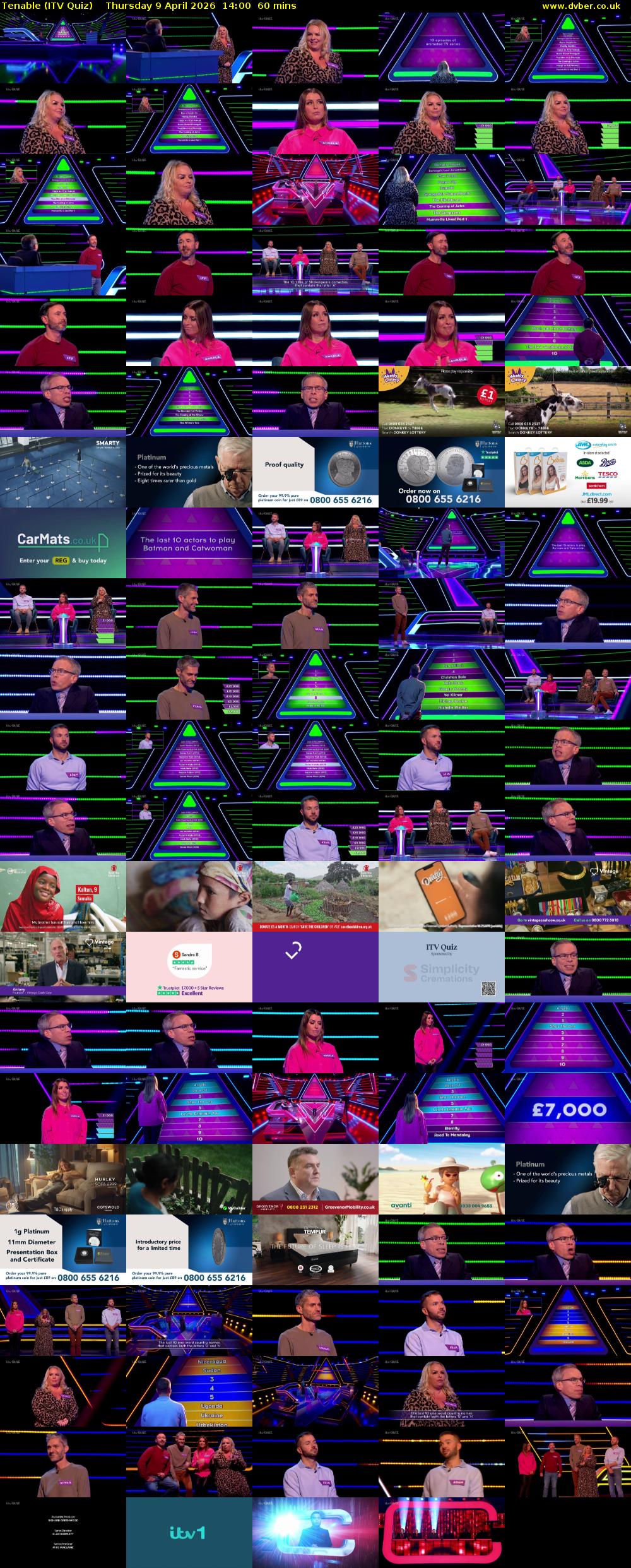 Tenable (ITV Quiz) Thursday 9 April 2026 14:00 - 15:00