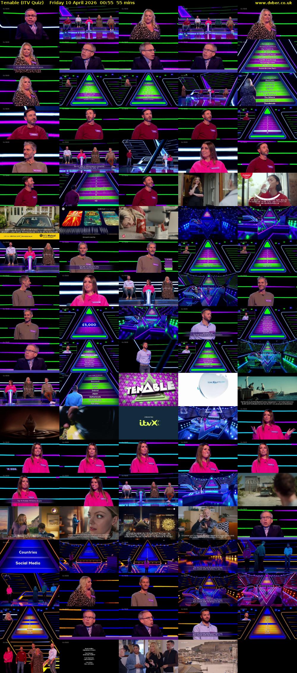 Tenable (ITV Quiz) Friday 10 April 2026 00:55 - 01:50