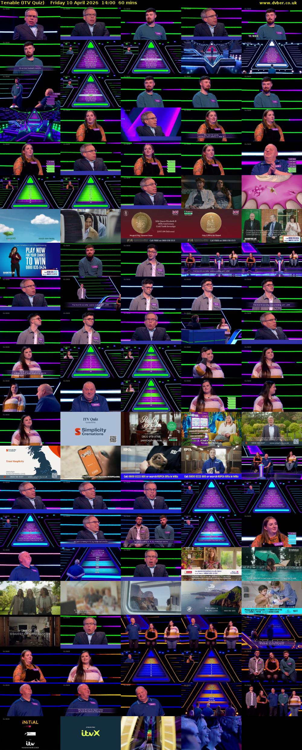 Tenable (ITV Quiz) Friday 10 April 2026 14:00 - 15:00