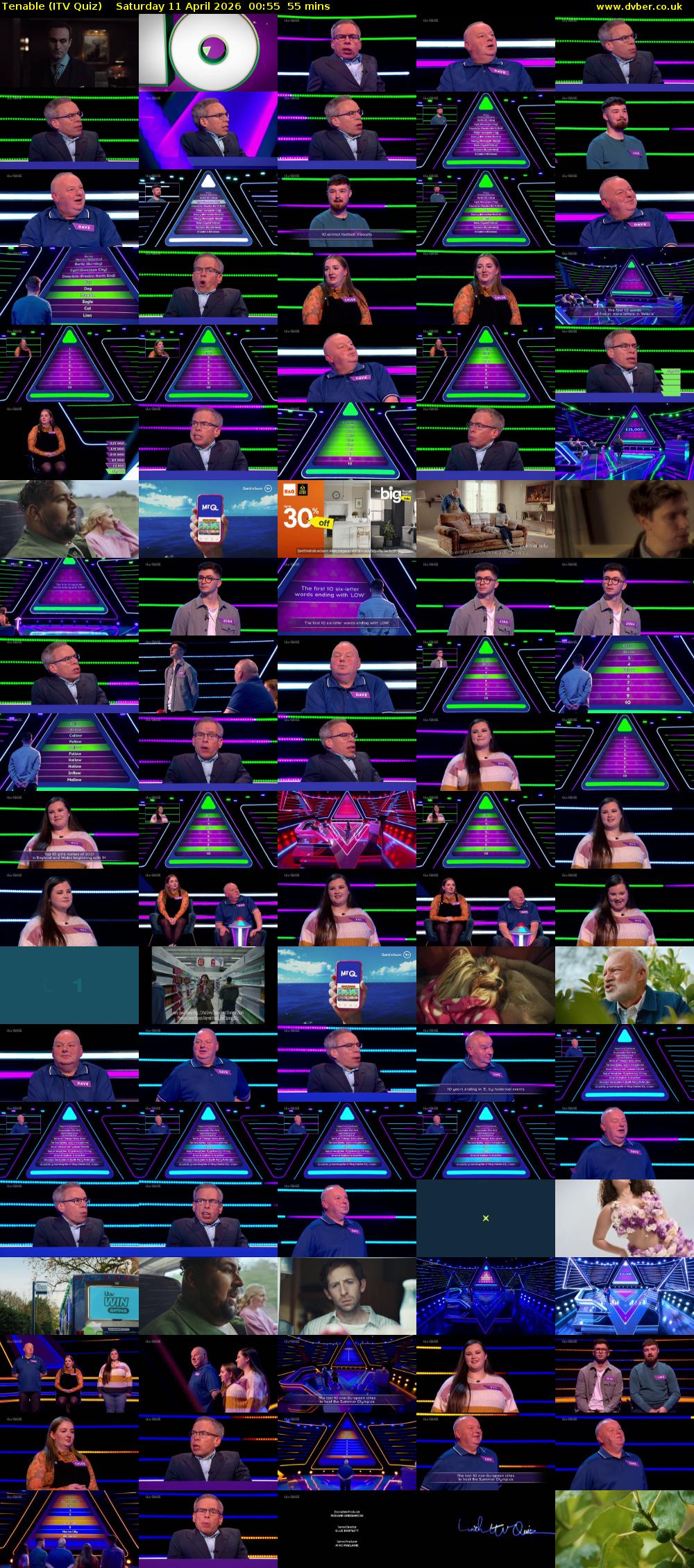 Tenable (ITV Quiz) Saturday 11 April 2026 00:55 - 01:50