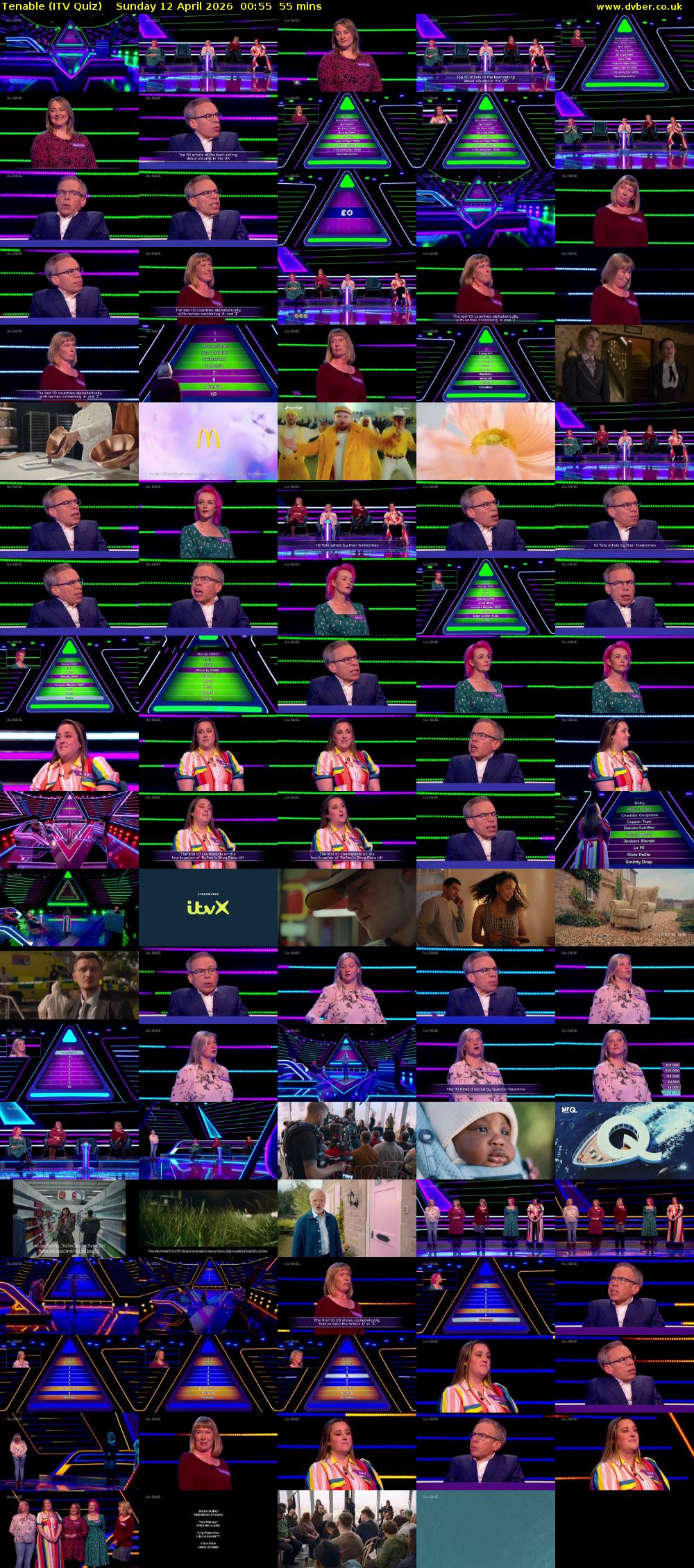 Tenable (ITV Quiz) Sunday 12 April 2026 00:55 - 01:50