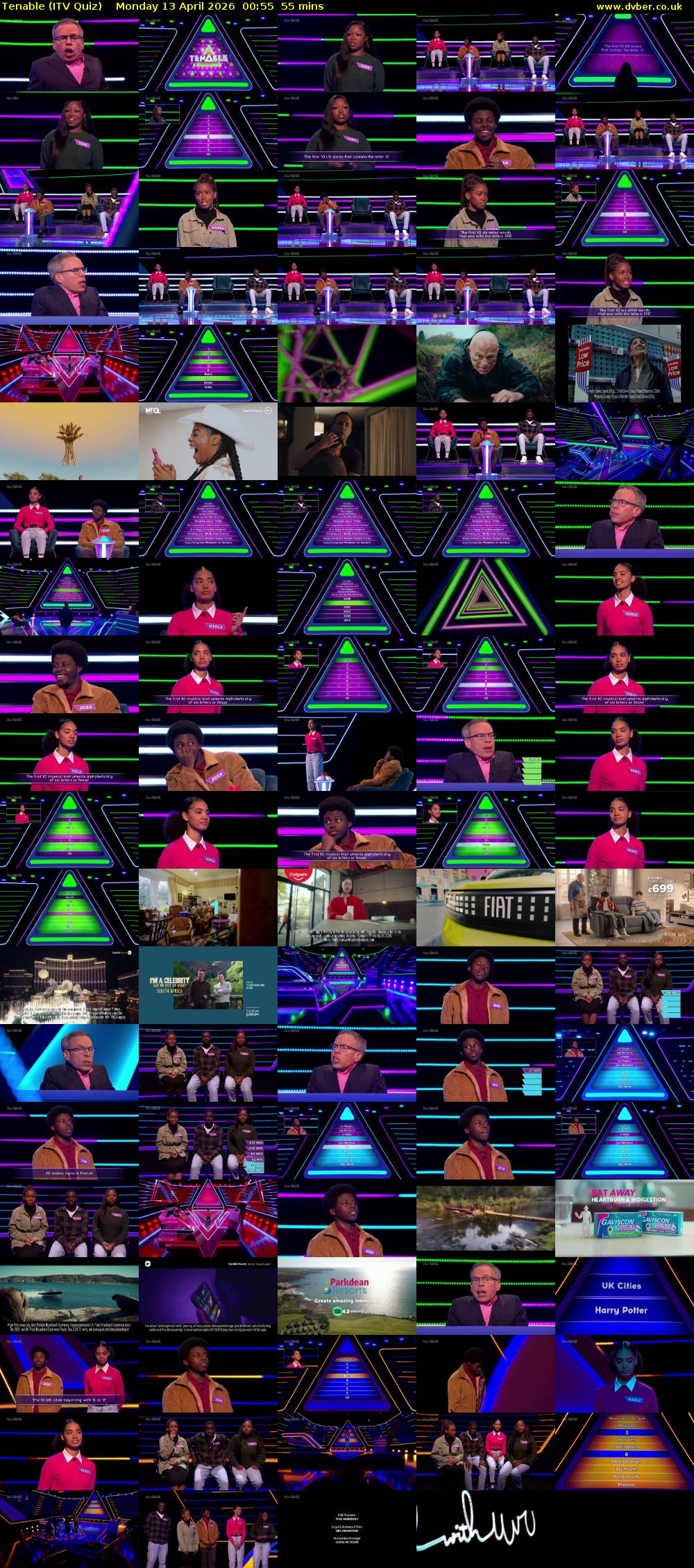 Tenable (ITV Quiz) Monday 13 April 2026 00:55 - 01:50