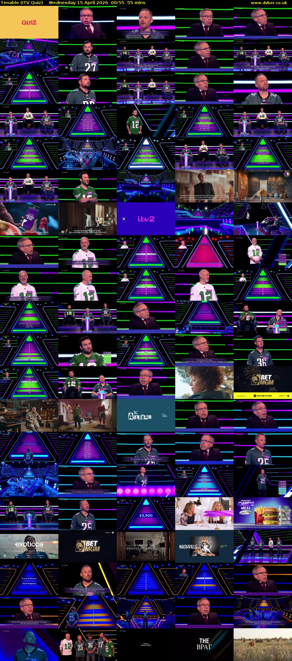 Tenable (ITV Quiz) Wednesday 15 April 2026 00:55 - 01:50