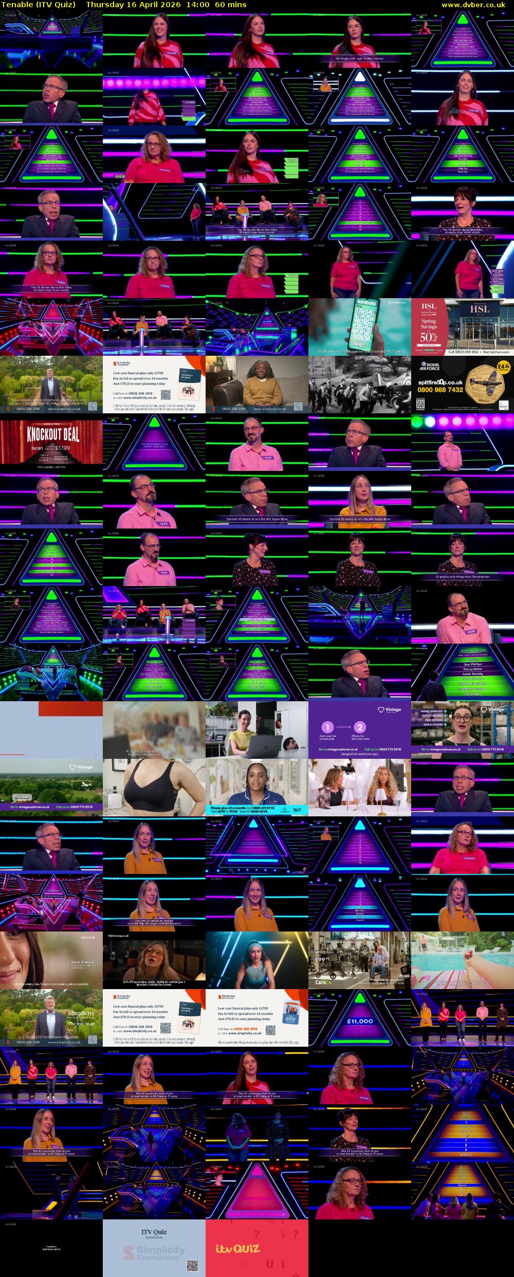 Tenable (ITV Quiz) Thursday 16 April 2026 14:00 - 15:00