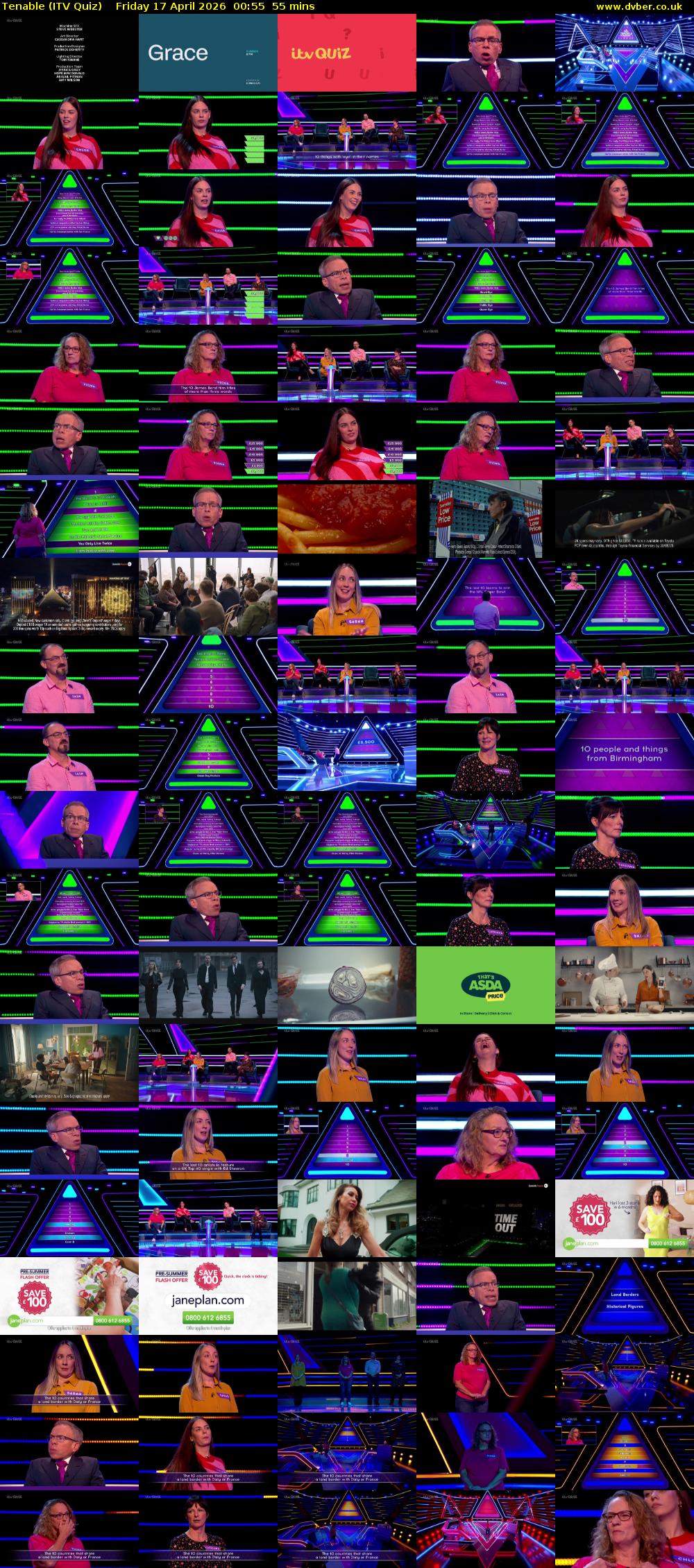 Tenable (ITV Quiz) Friday 17 April 2026 00:55 - 01:50