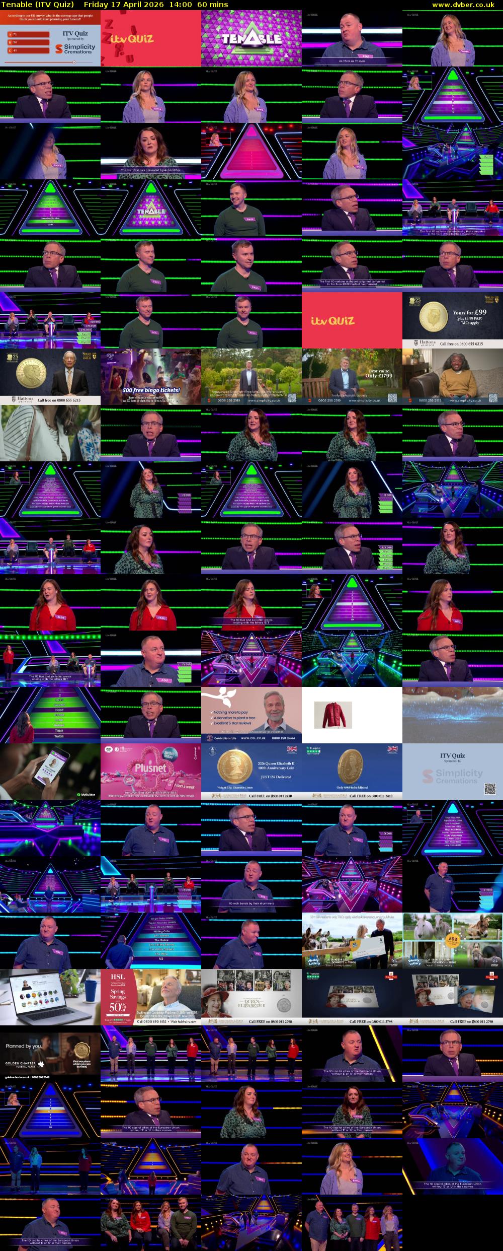 Tenable (ITV Quiz) Friday 17 April 2026 14:00 - 15:00