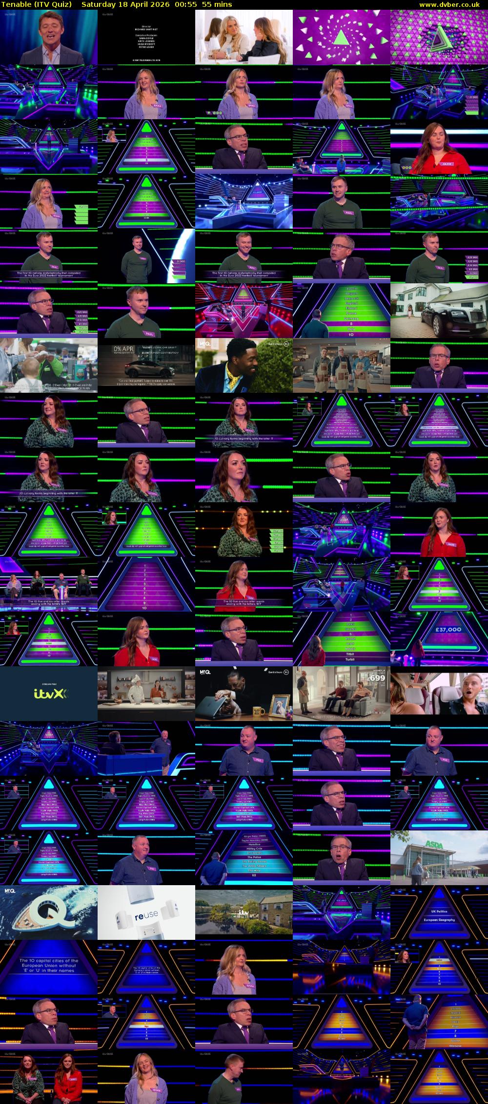 Tenable (ITV Quiz) Saturday 18 April 2026 00:55 - 01:50