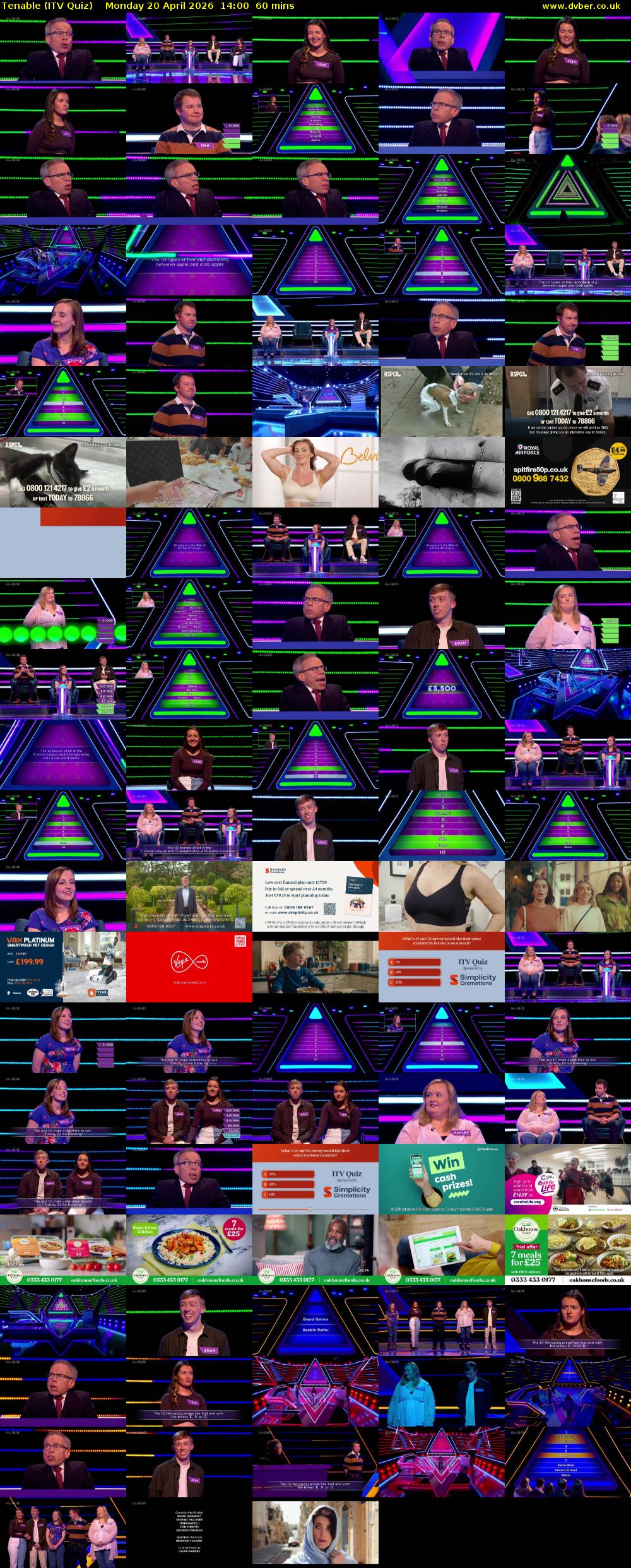 Tenable (ITV Quiz) Monday 20 April 2026 14:00 - 15:00