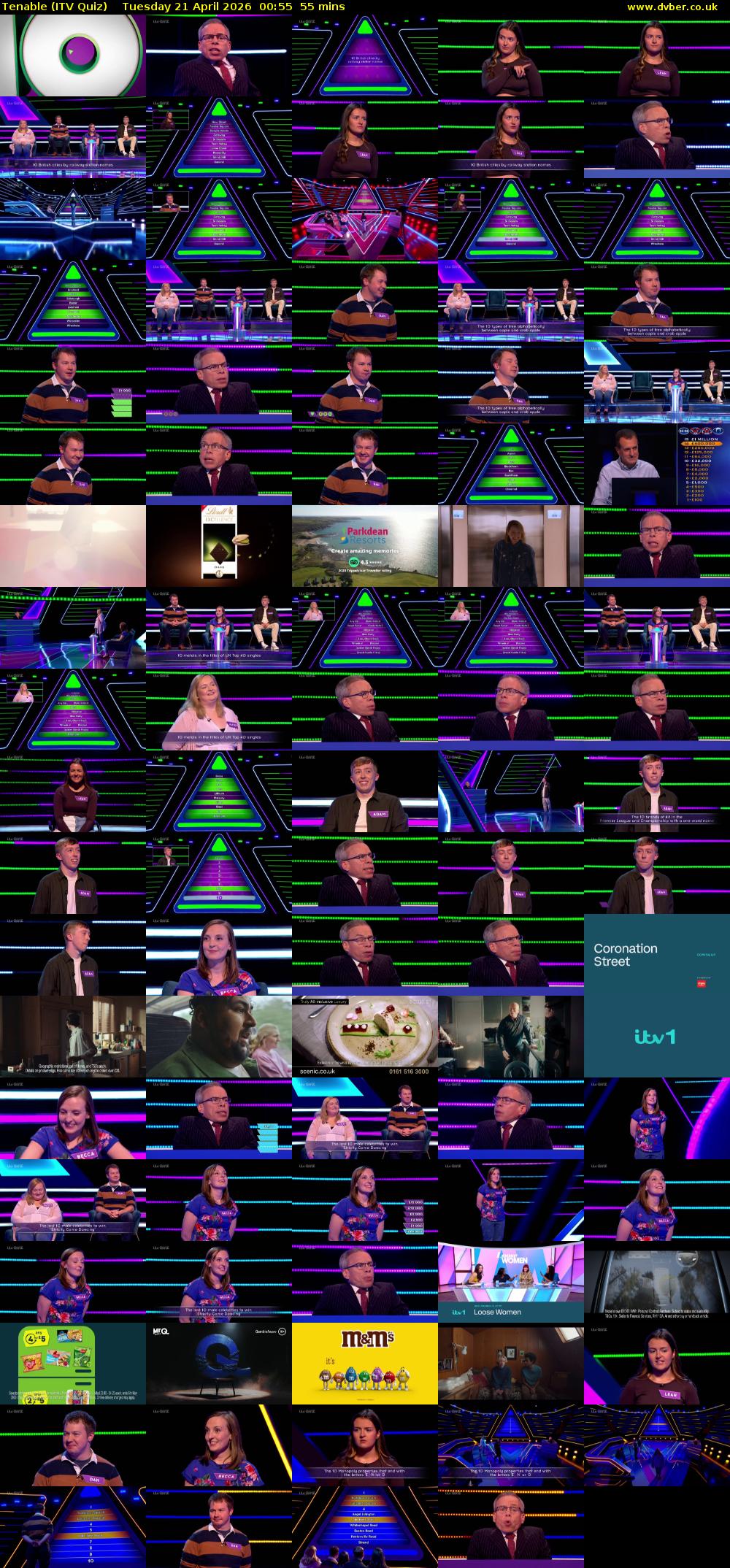 Tenable (ITV Quiz) Tuesday 21 April 2026 00:55 - 01:50