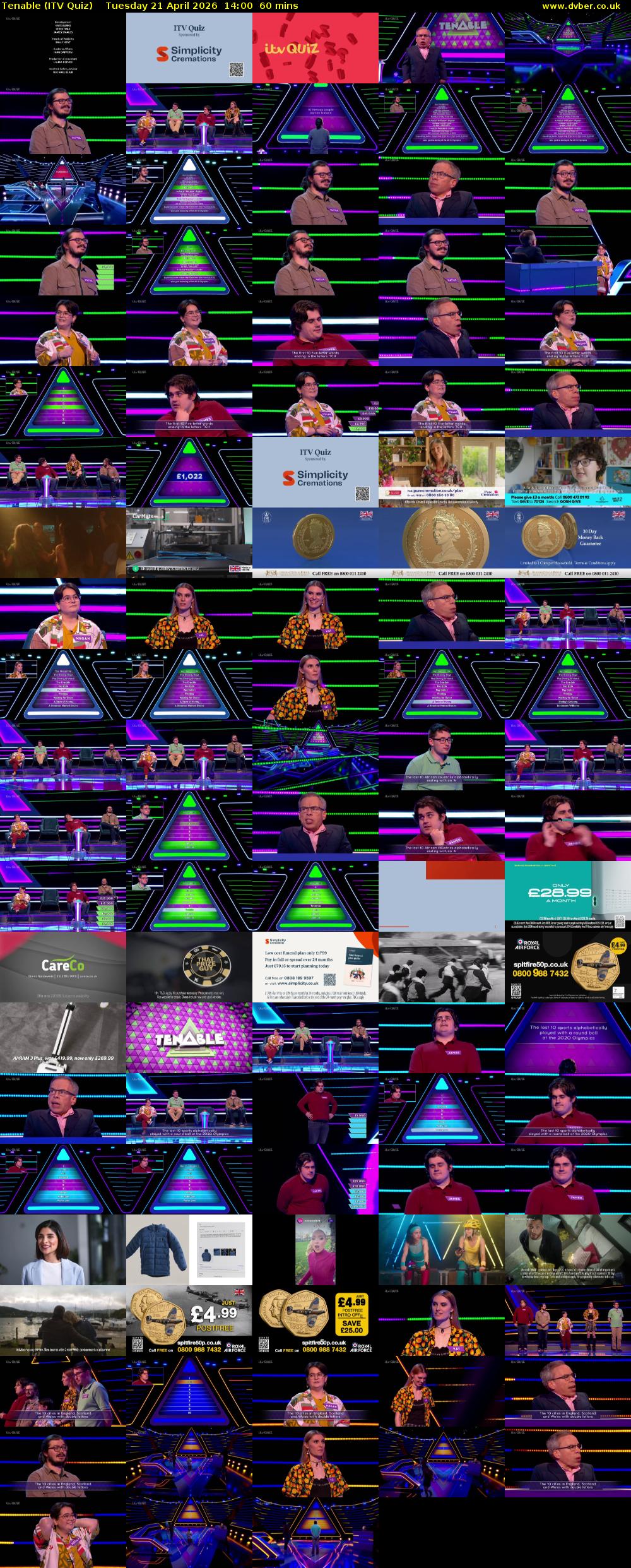 Tenable (ITV Quiz) Tuesday 21 April 2026 14:00 - 15:00