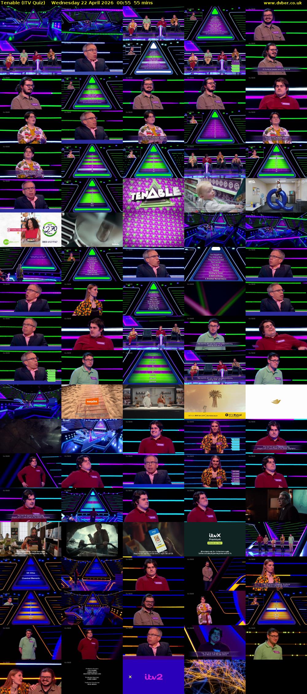 Tenable (ITV Quiz) Wednesday 22 April 2026 00:55 - 01:50