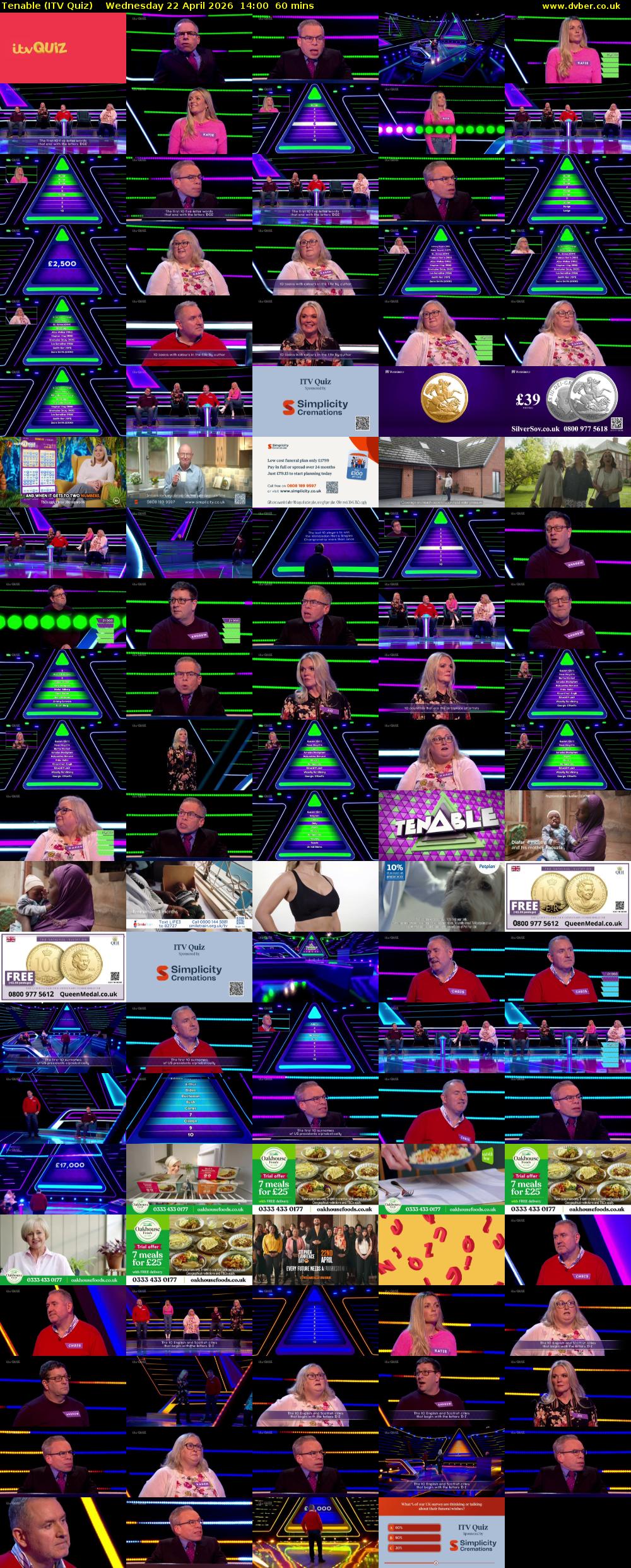 Tenable (ITV Quiz) Wednesday 22 April 2026 14:00 - 15:00