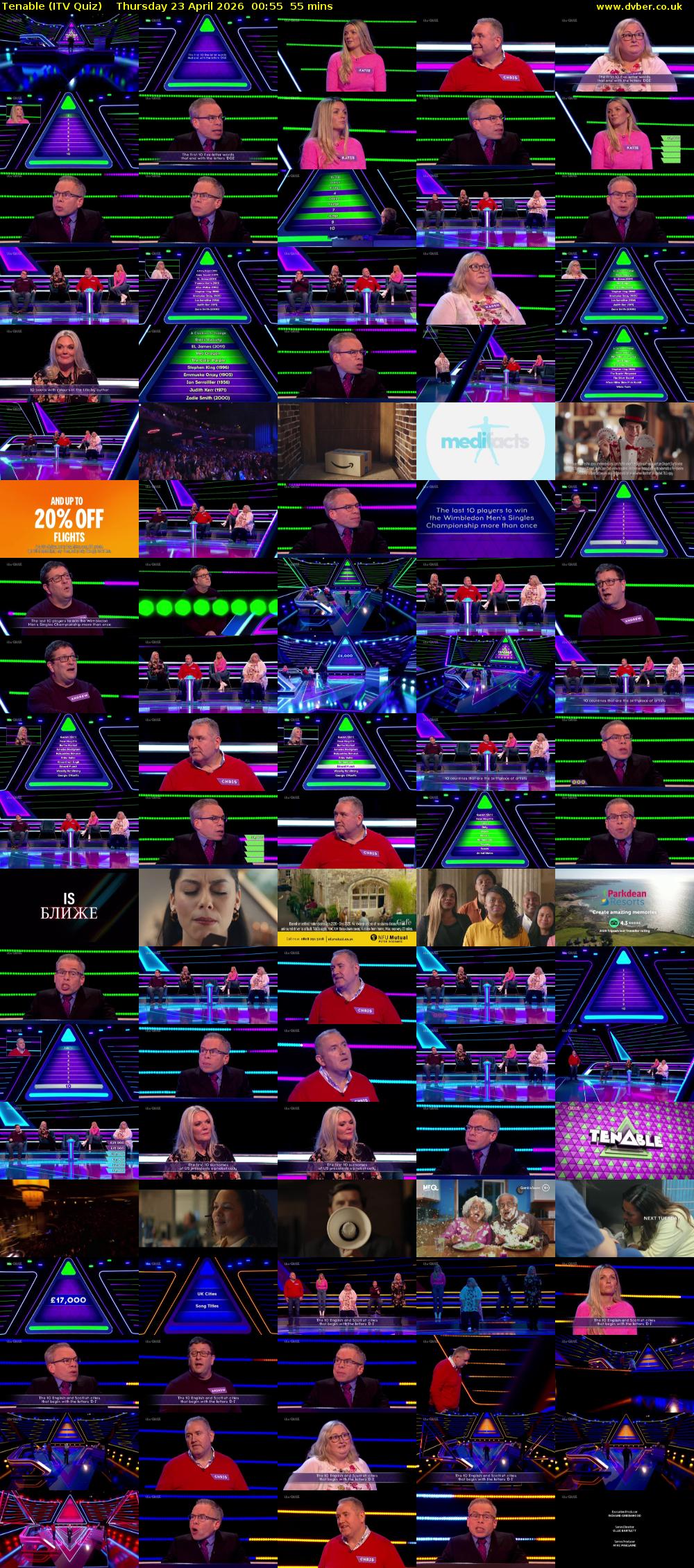 Tenable (ITV Quiz) Thursday 23 April 2026 00:55 - 01:50